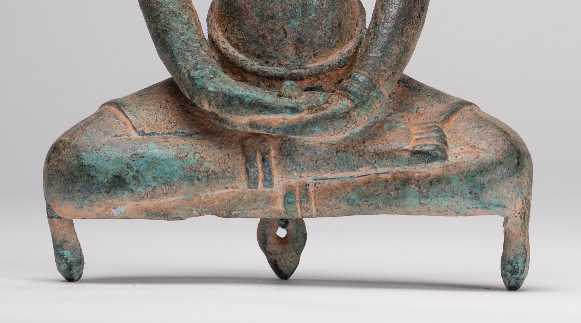 Buddha Statue - Antique Khmer Style Bronze Meditation Phnom Da Buddha Statue - 18cm/7"