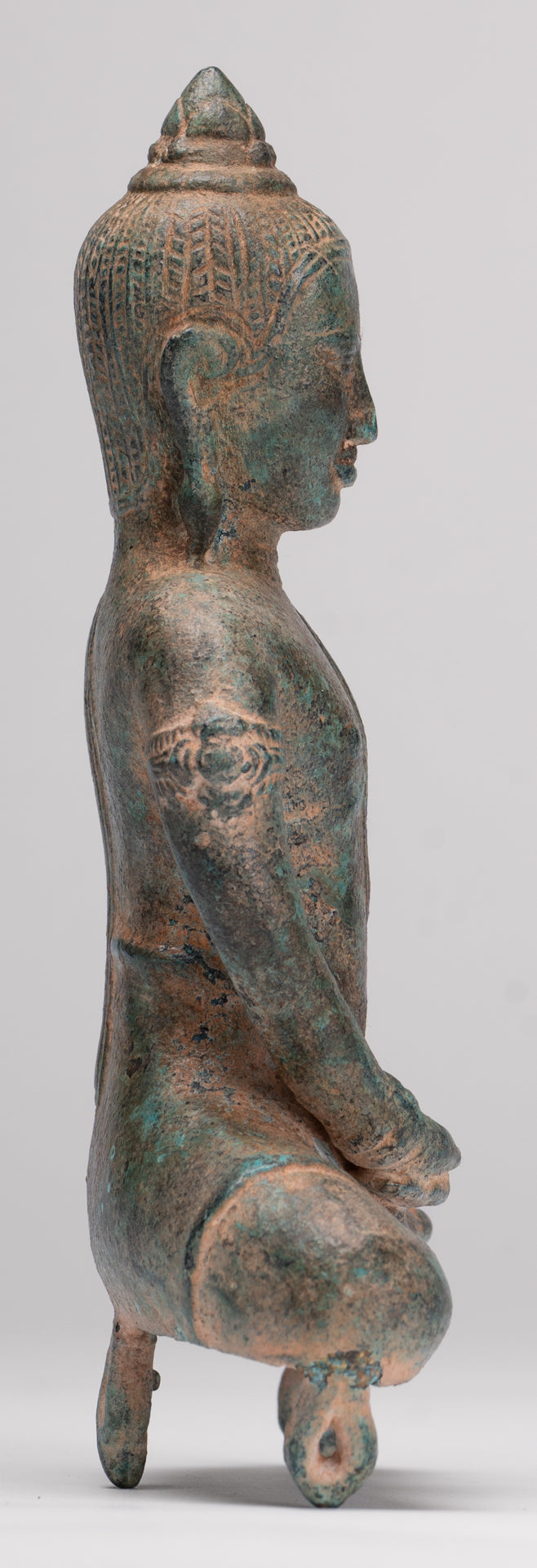 Buddha Statue - Antique Khmer Style Bronze Meditation Phnom Da Buddha Statue - 18cm/7"