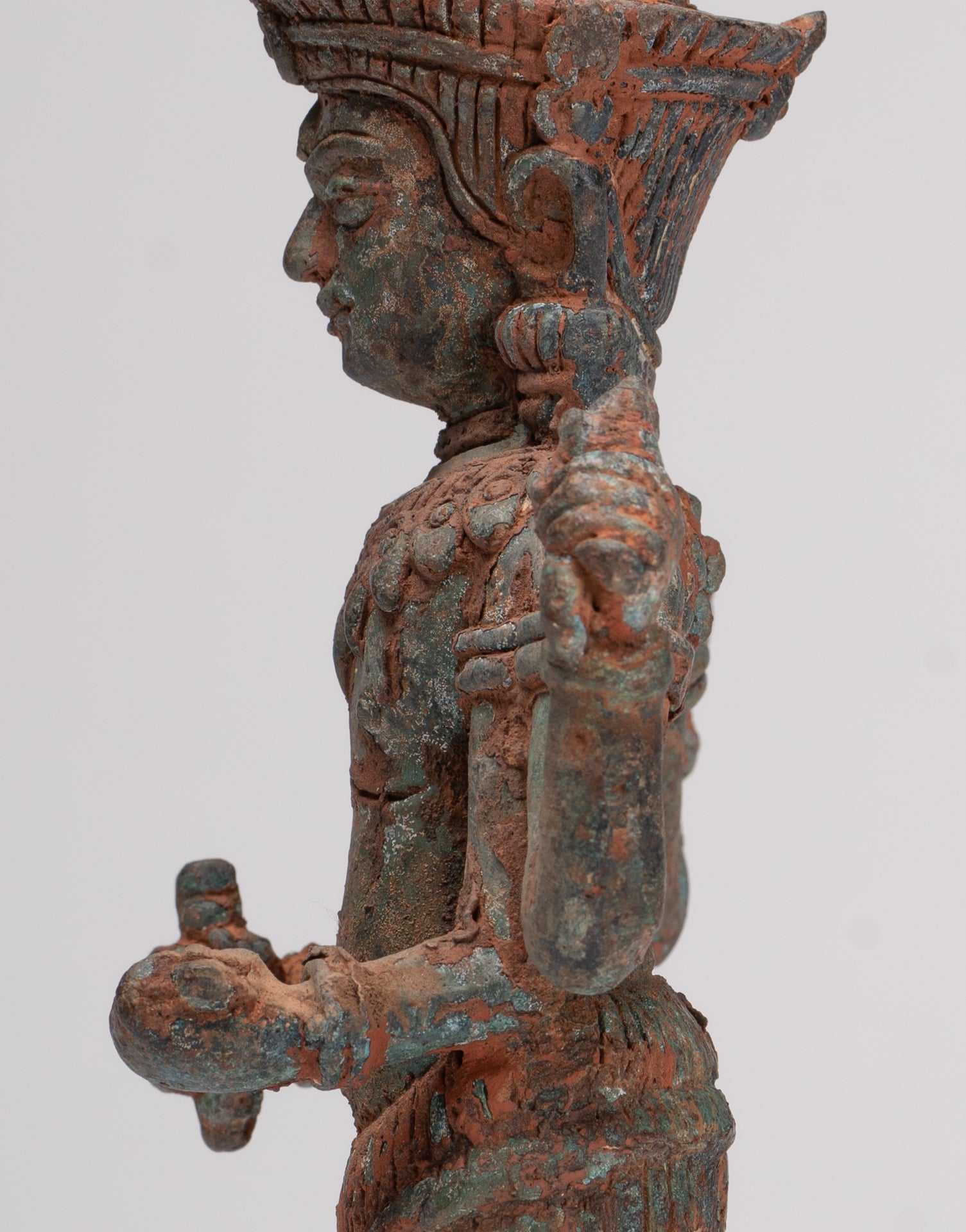 Antique Lopburi Style Thai Bronze Vishnu Statue - 22cm/9"