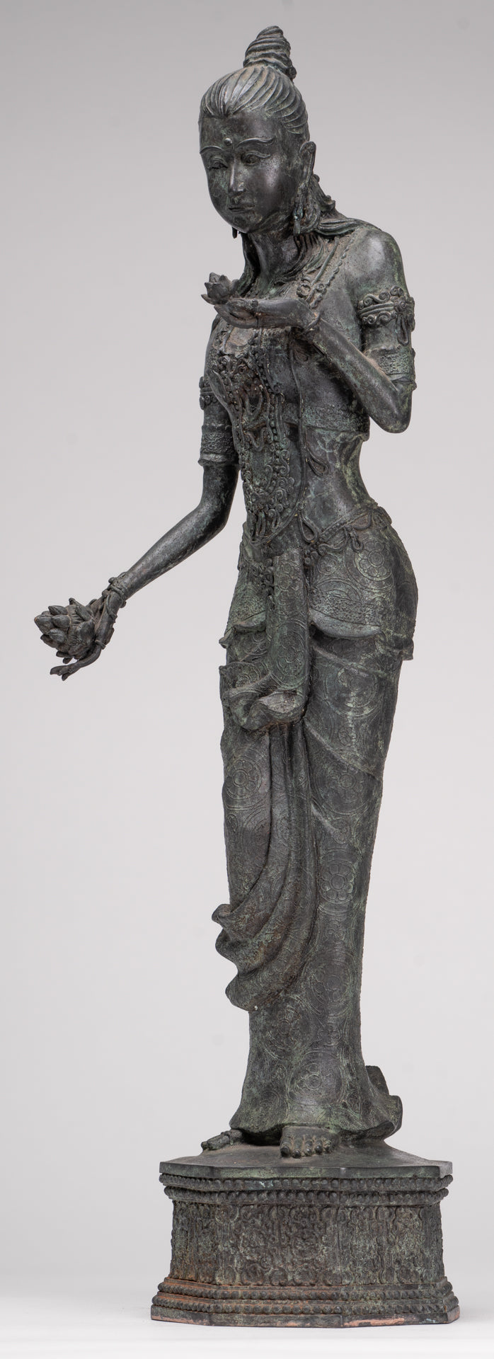 Masterpiece - Antique Java Style Majapahit Standing White Devi Tara Statue - 48cm/19"