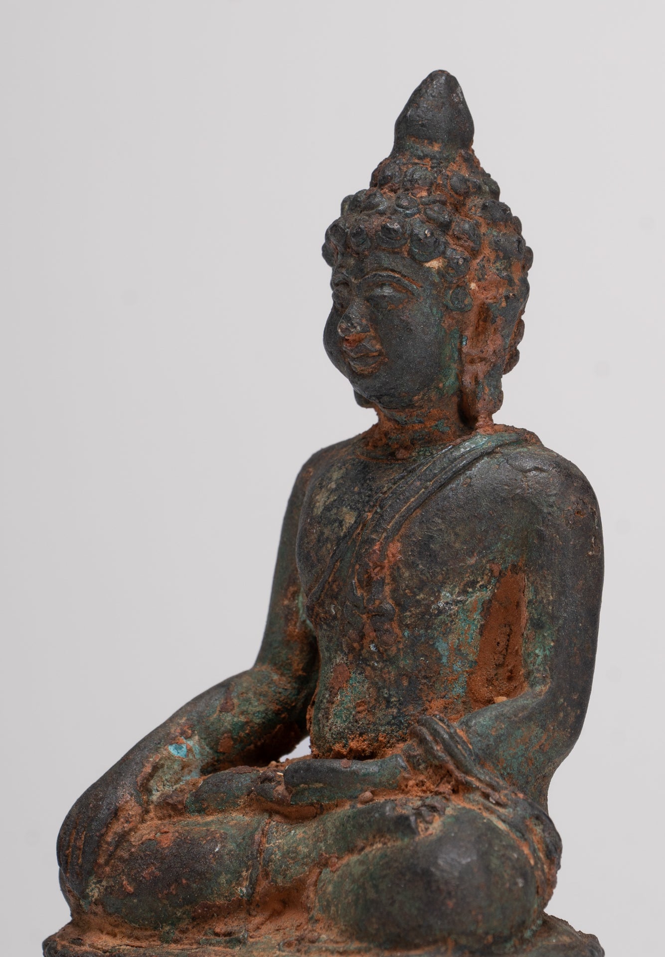 Buddha-Statue – Antik-Thai-Stil Bronze Chiang Saen Erleuchtungs-Buddha-Statue – 11,5 cm/5 Zoll