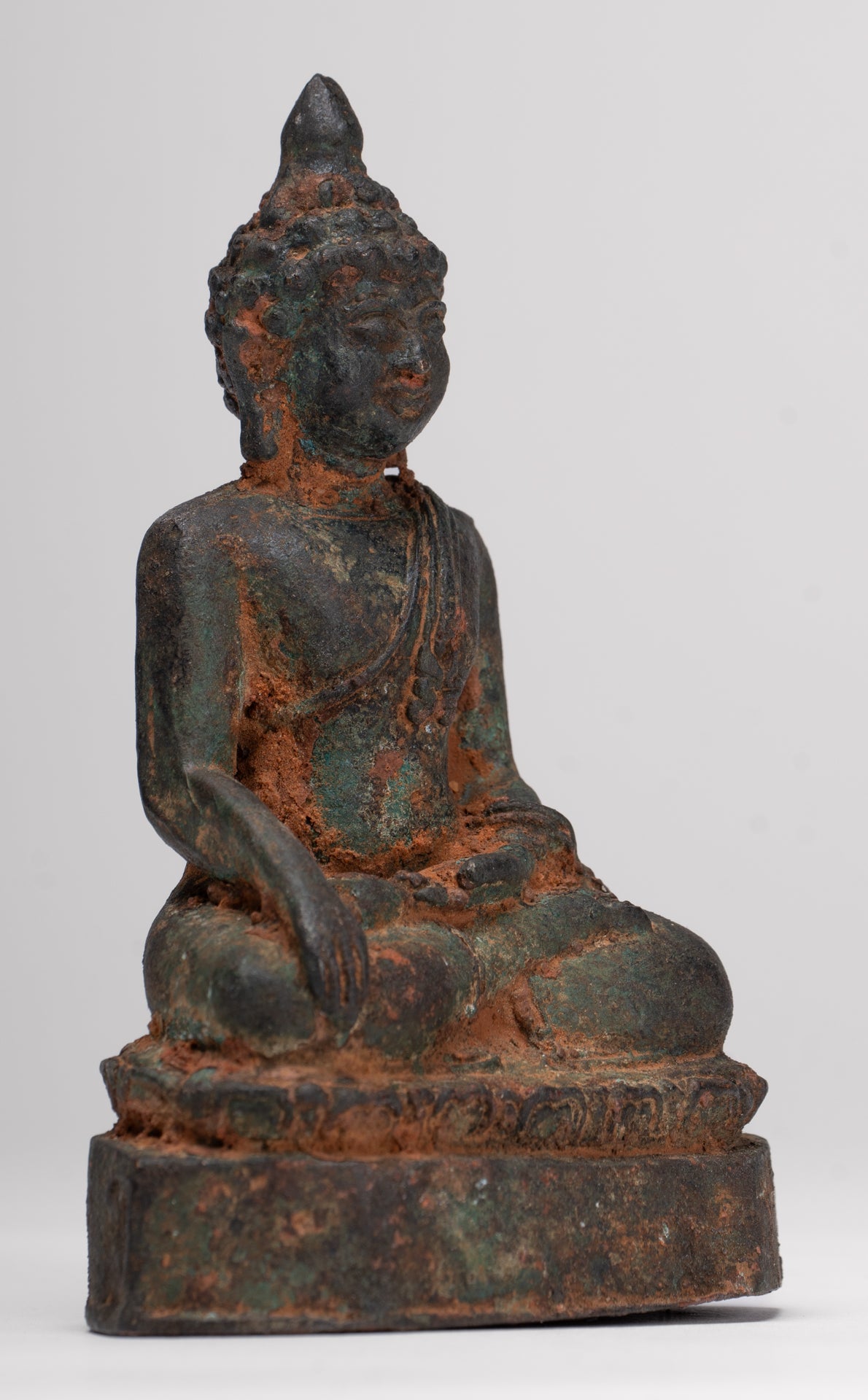 Buddha-Statue – Antik-Thai-Stil Bronze Chiang Saen Erleuchtungs-Buddha-Statue – 11,5 cm/5 Zoll
