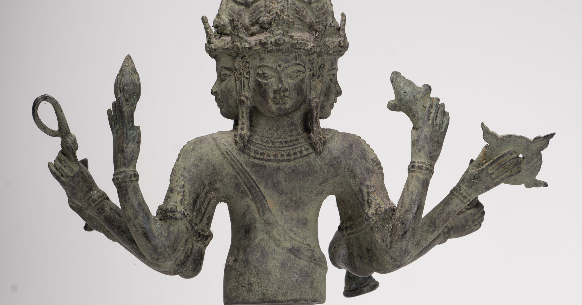 Brahma-Statue – Antik-Brahma aus Bronze im indonesischen Stil – Schöpfung eines Hindu-Gottes – 36 cm