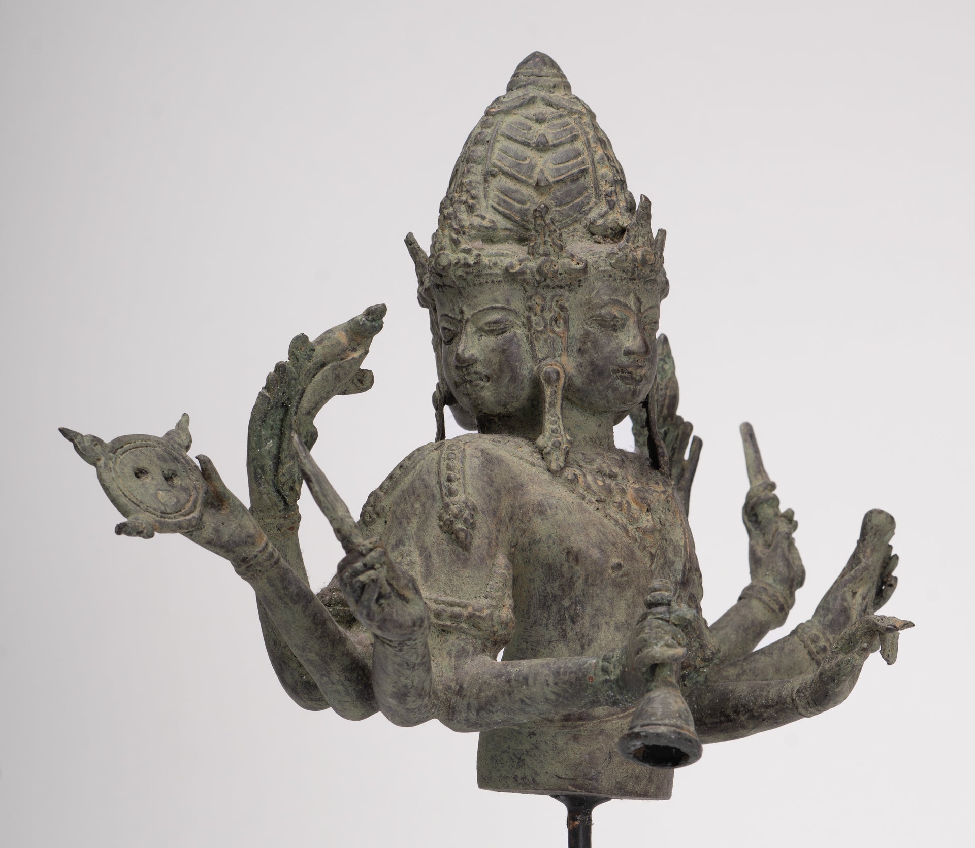 Brahma Statue - Antique Indonesian Style Bronze Brahma - Hindu God Creation - 36cm/14"