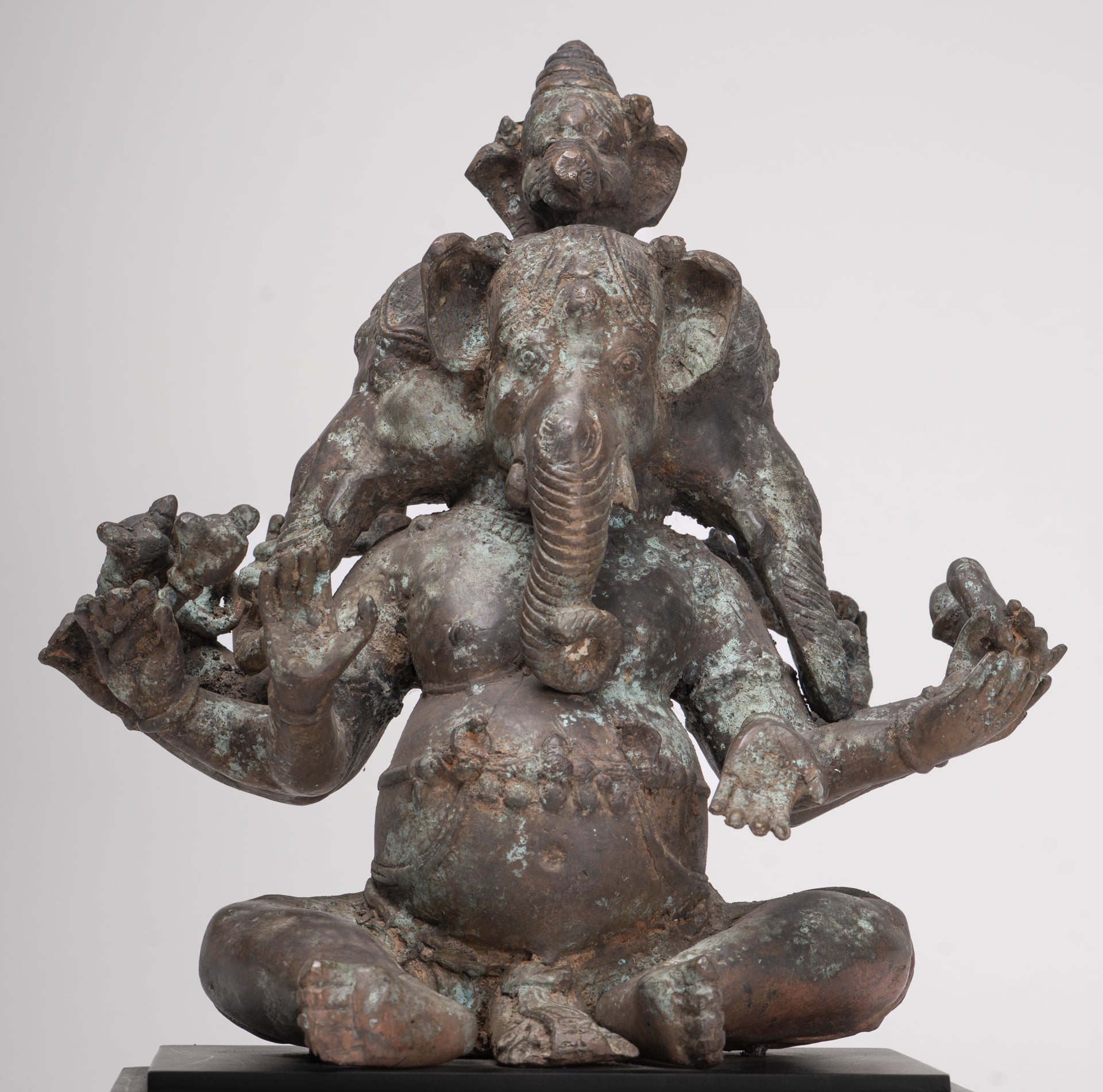 Ganesh - Antique Indonesian Style Bronze Heramba Ganesha Statue - 34cm/14"