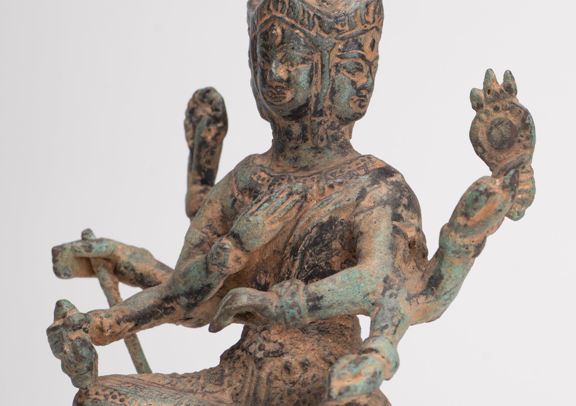 Brahma Statue - Antique Khmer Style Bronze Brahma - Hindu God Creation - 15cm/6"