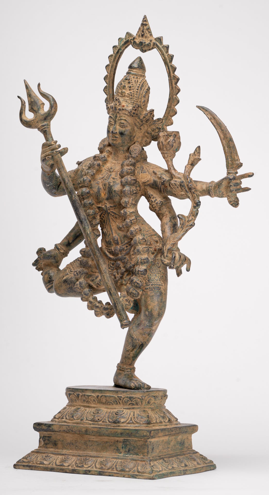 Kali Statue - Antique Java Style Majapahit Standing Bronze Kali or Mahakali Statue - 44cm/18"