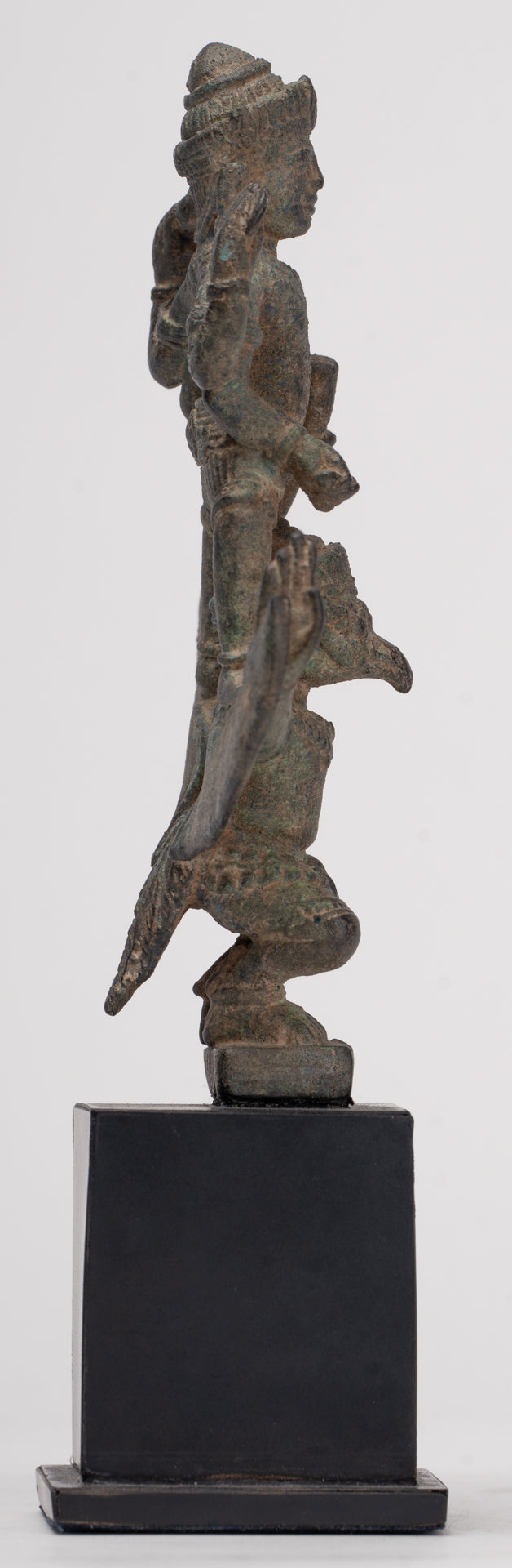 Masterpiece - Antique Khmer Style Bronze Khmer Angkor Wat Vishnu Statue Riding Garuda - 19.5cm/8"