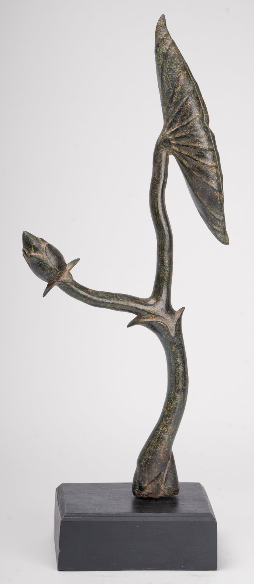 Mounted Antique Khmer Style Bronze Lotus Bud - 53cm/21"