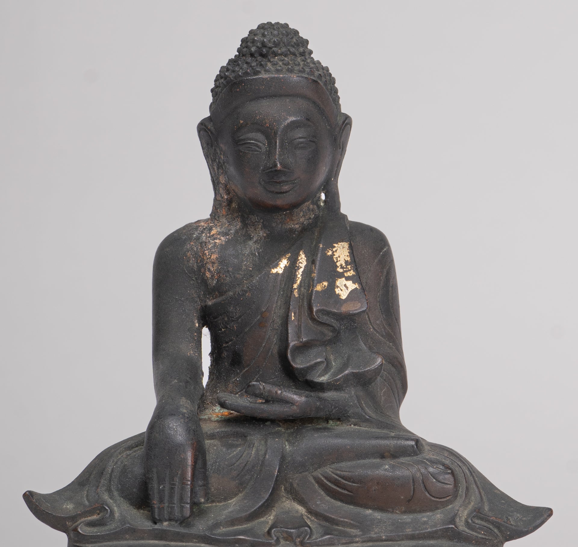 Statue de Bouddha-Antique Style birman Bois Mandalay Enlightenment Bouddha Statue-54cm/22 "