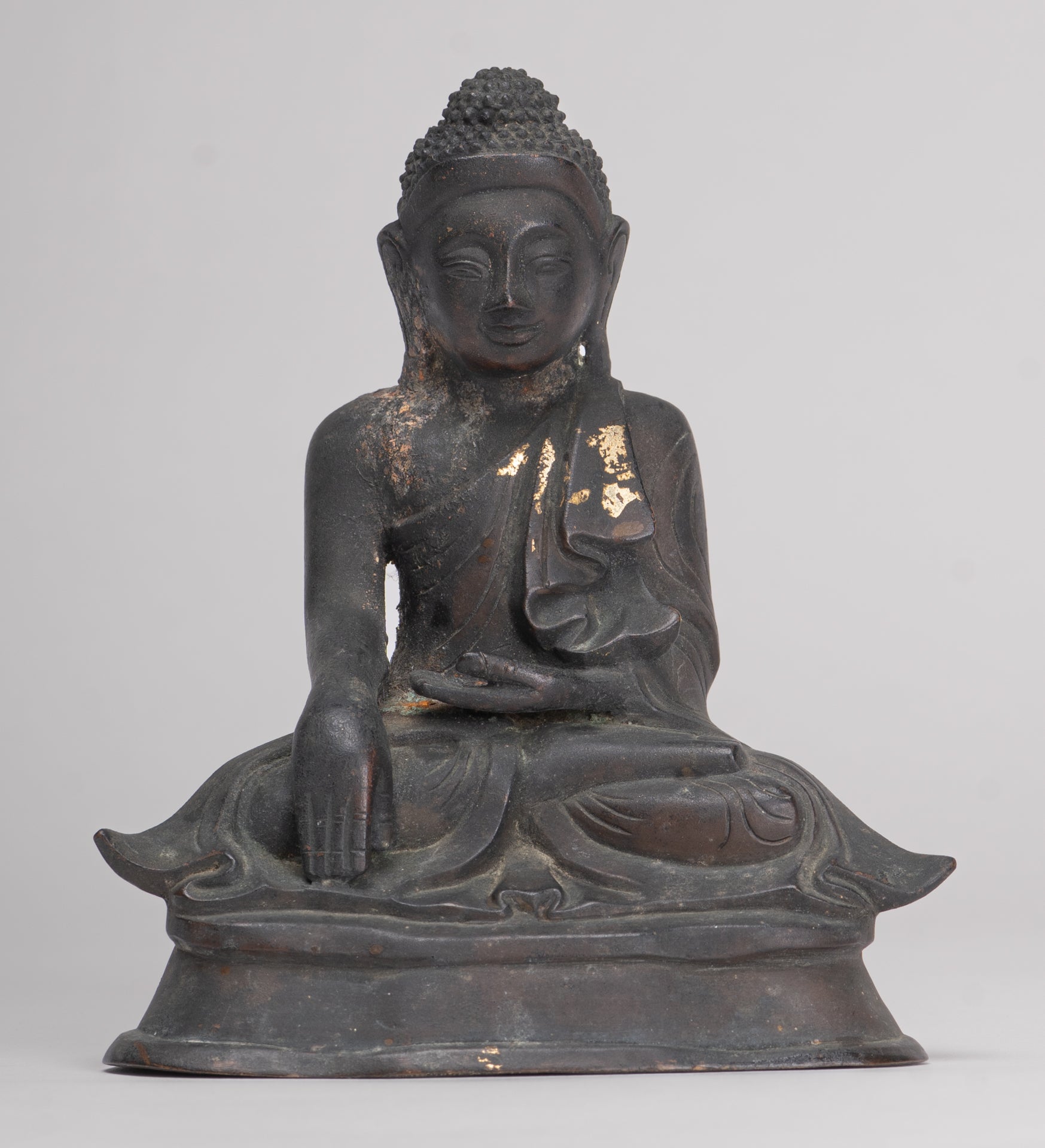 Statue de Bouddha-Antique Style birman Bois Mandalay Enlightenment Bouddha Statue-54cm/22 "