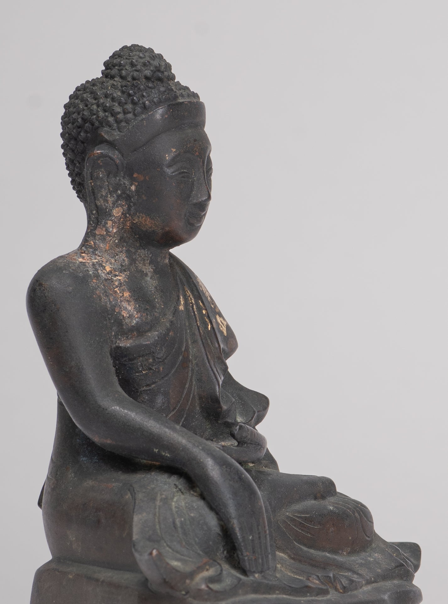 Statue de Bouddha-Antique Style birman Bois Mandalay Enlightenment Bouddha Statue-54cm/22 "