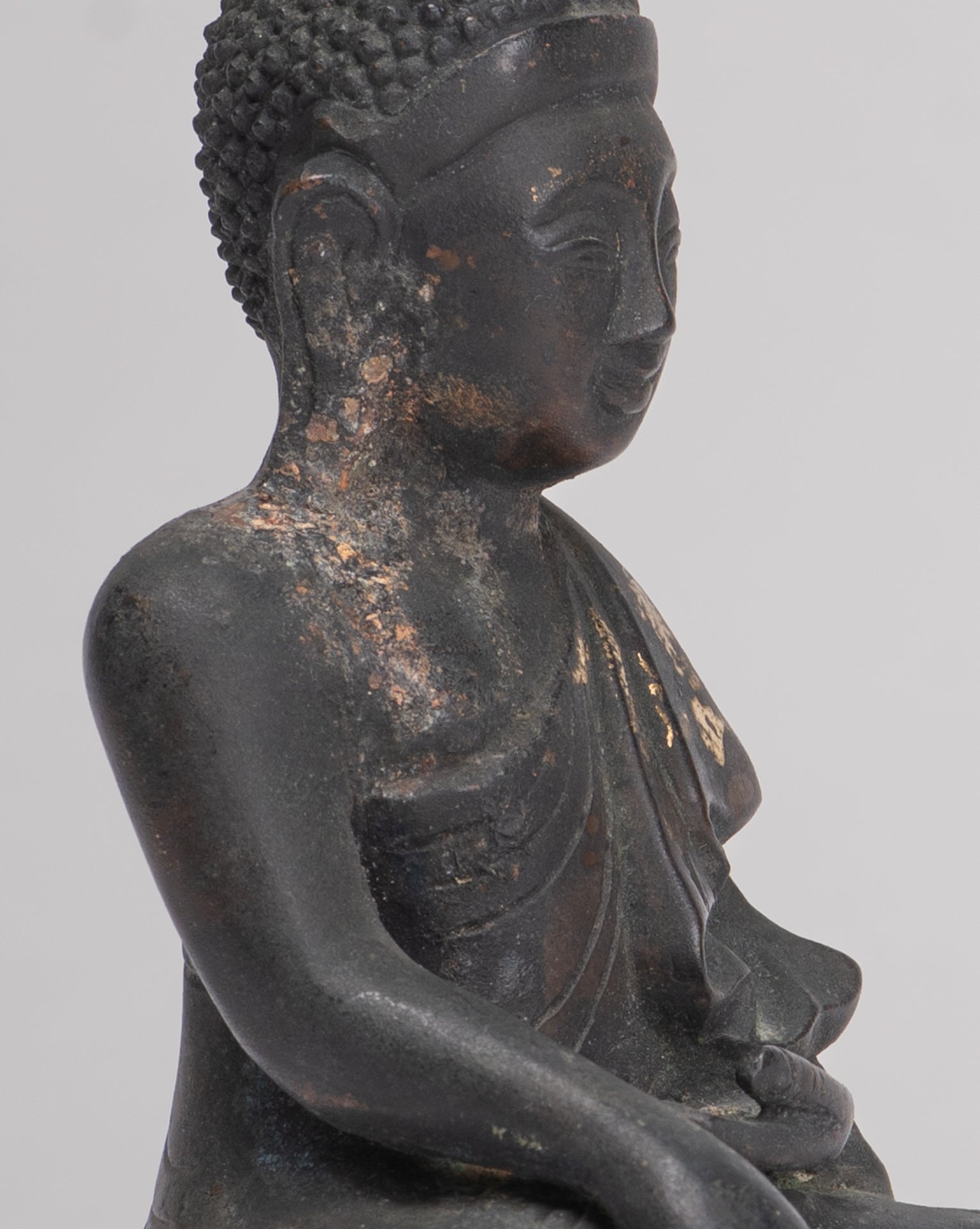 Statue de Bouddha-Antique Style birman Bois Mandalay Enlightenment Bouddha Statue-54cm/22 "