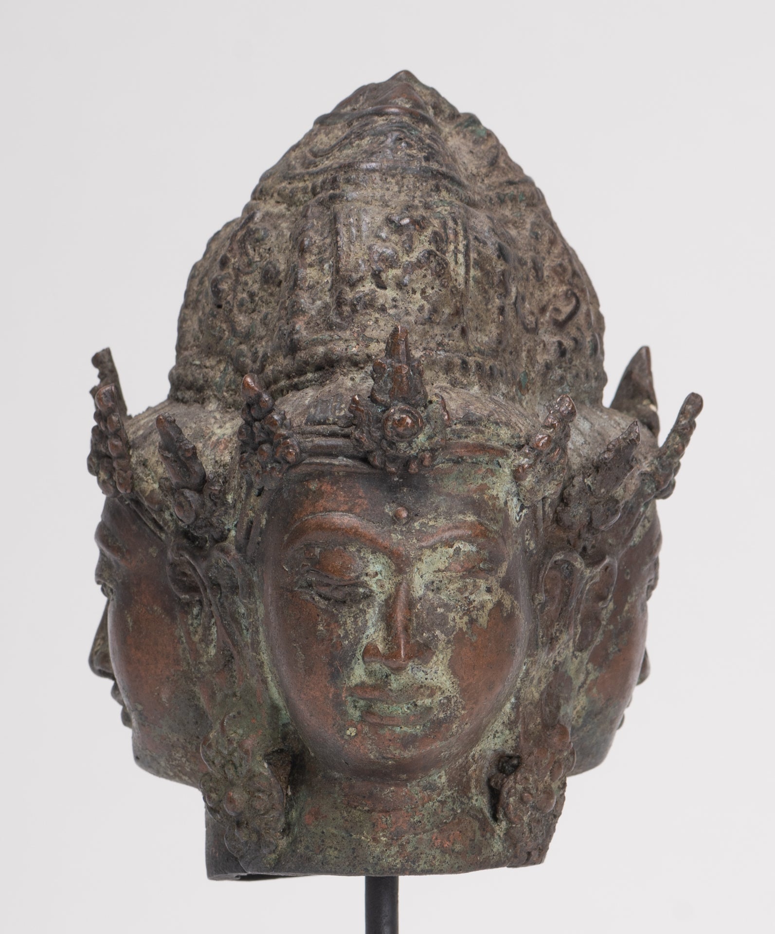Trimurti Statue - Antique Indonesian Style Trimurti Shiva Brahma Vishnu Head - 21cm/8"