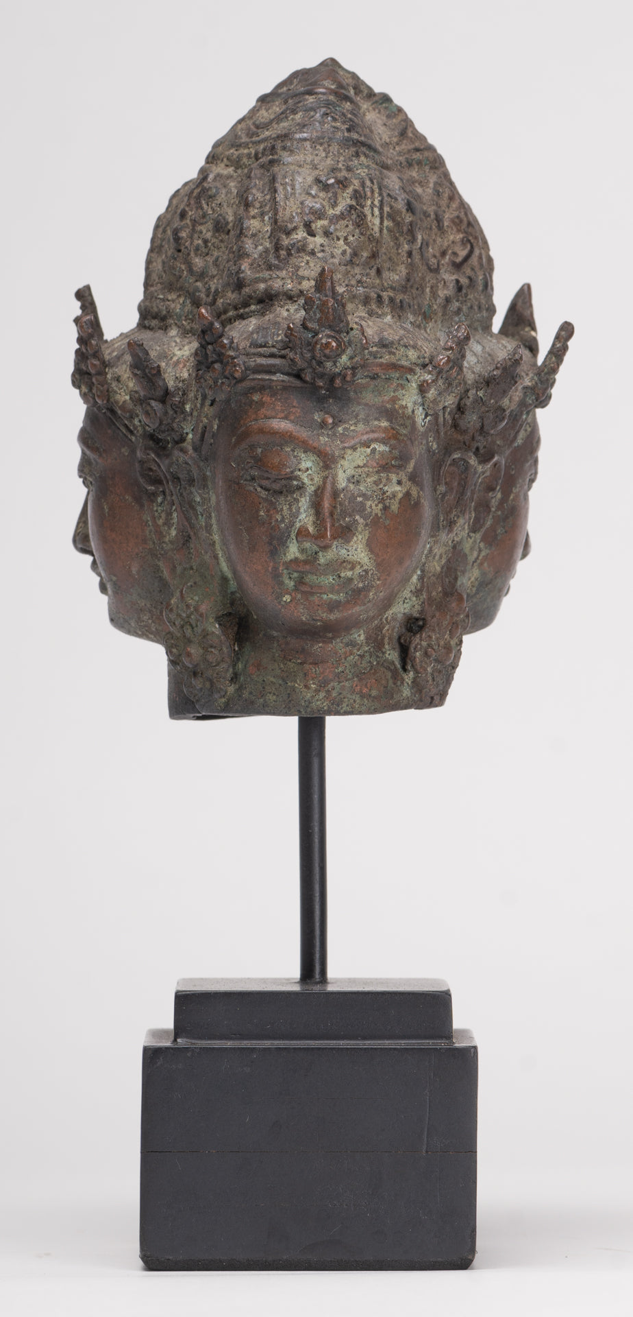 Trimurti Statue - Antique Indonesian Style Trimurti Shiva Brahma Vishnu Head - 21cm/8"