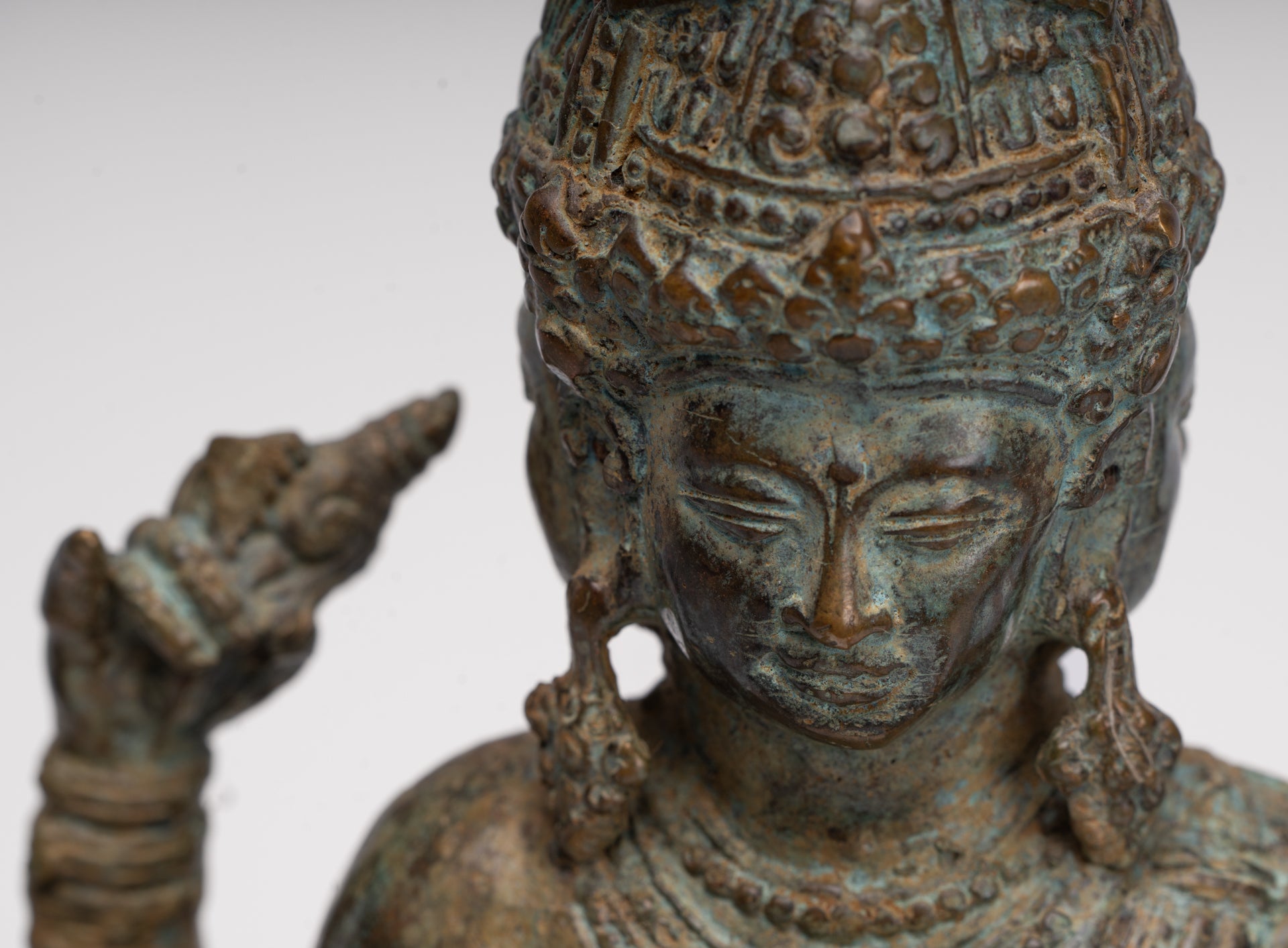 Trimurti Statue - Antique Indonesian Style Trimurti Shiva Brahma Vishnu Statue - 32.5cm/13"