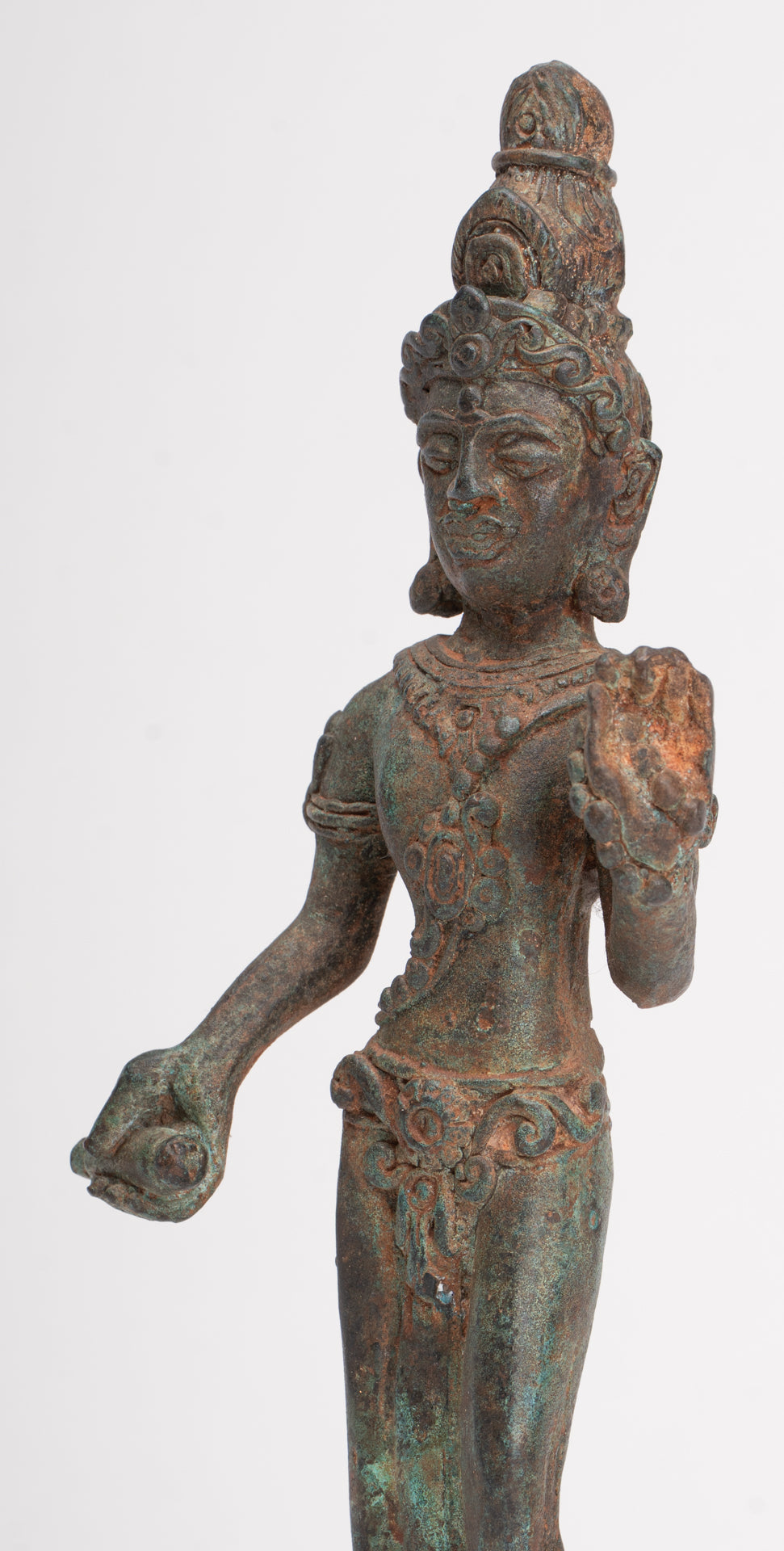 Antique Khmer Style Bronze Pre-Angkor Standing Shiva - 23cm/9"