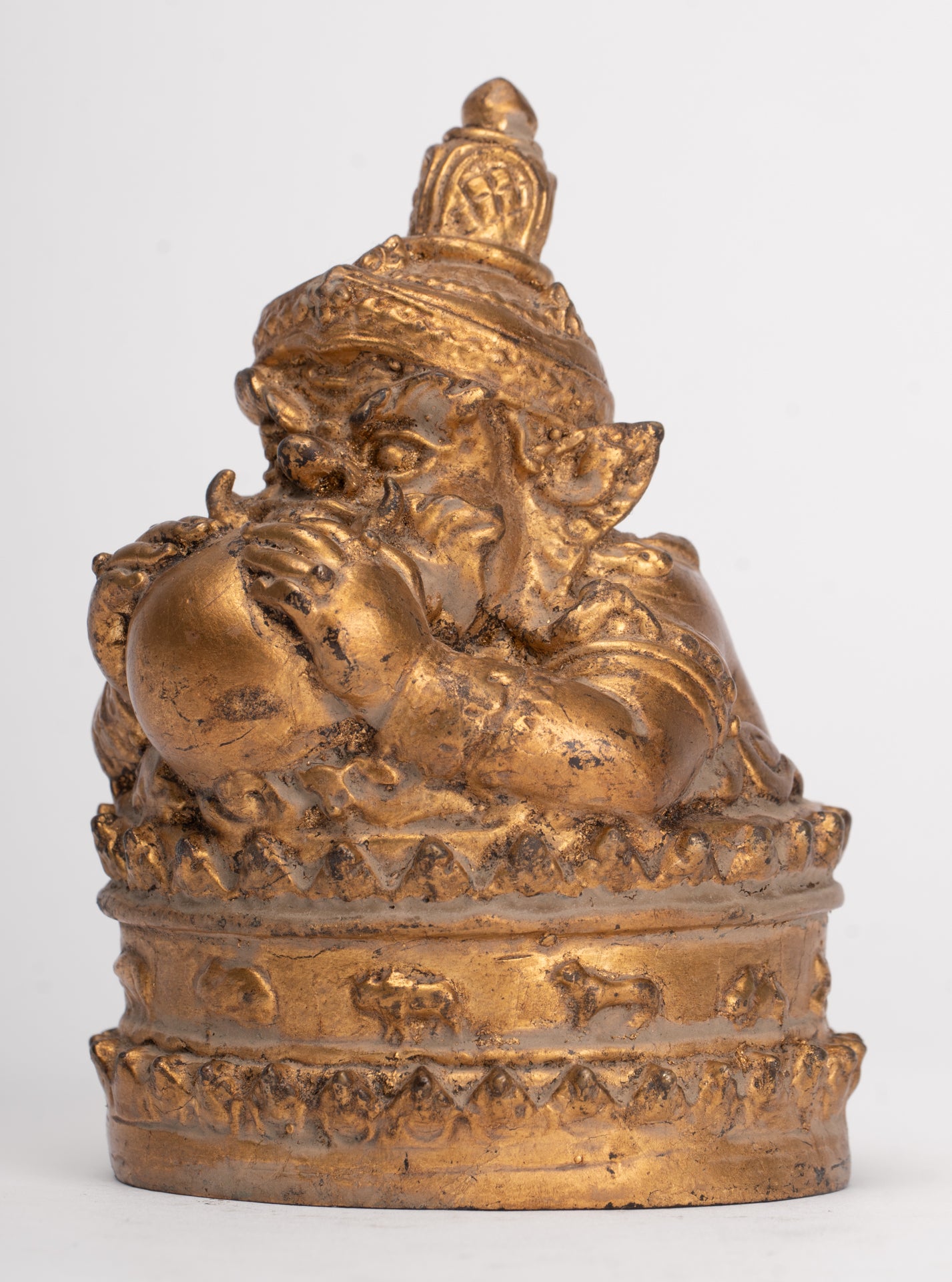 Antique Thai Style God of Eclipses and Protection Phra Rahu Statue - 11cm/4"