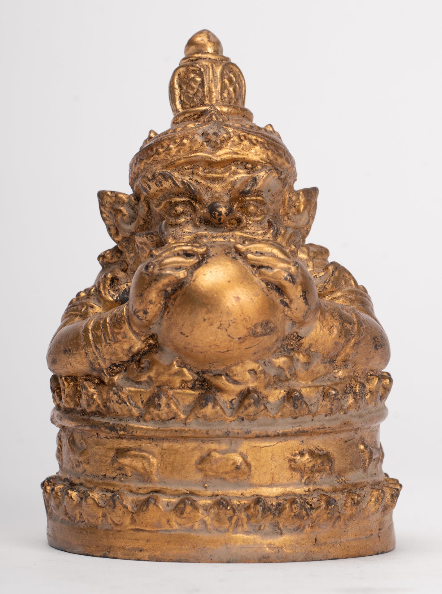 Antique Thai Style God of Eclipses and Protection Phra Rahu Statue - 11cm/4"