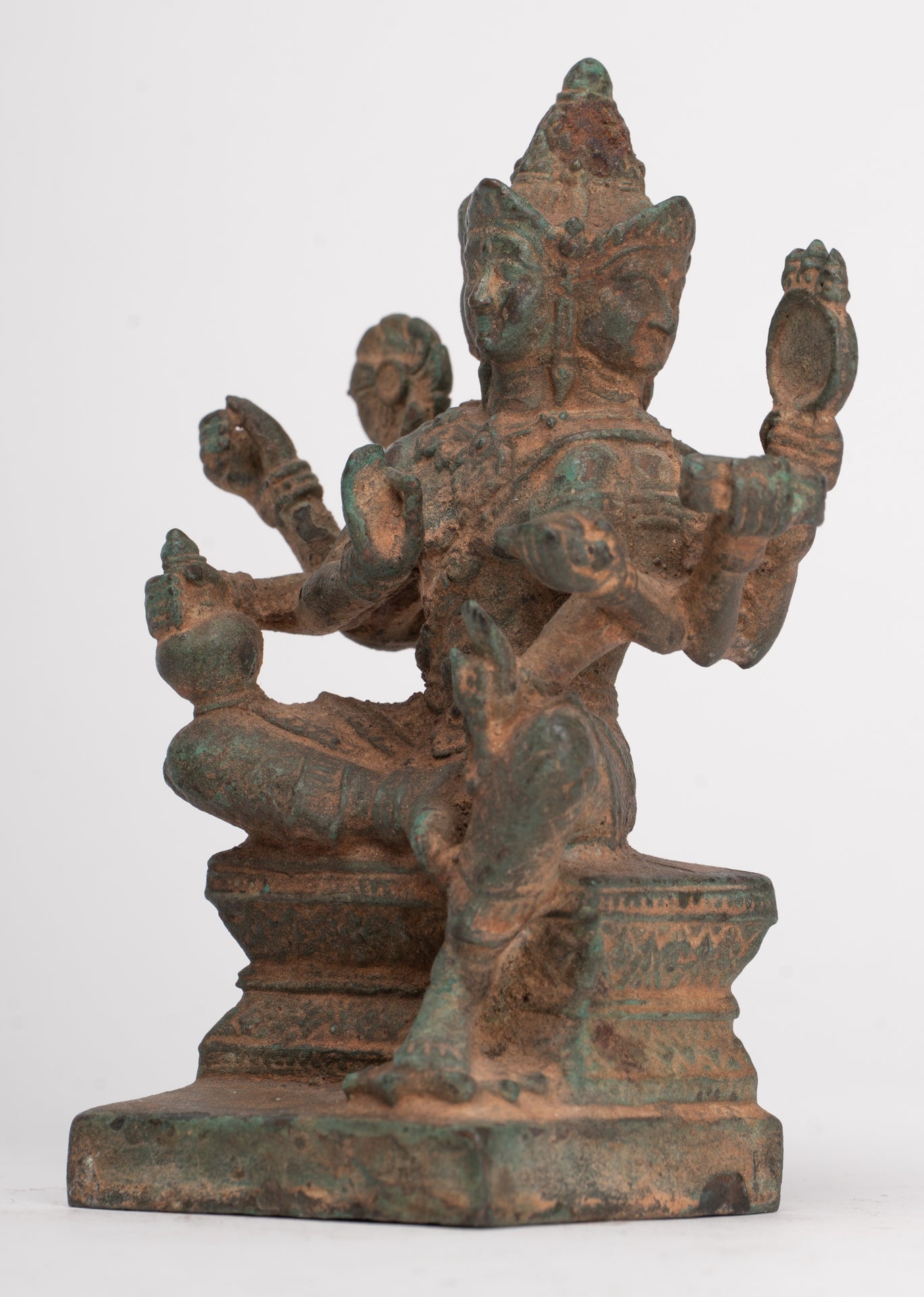Brahma Statue - Antique Thai Style Bronze Brahma - Hindu God Creation - 12cm/5"