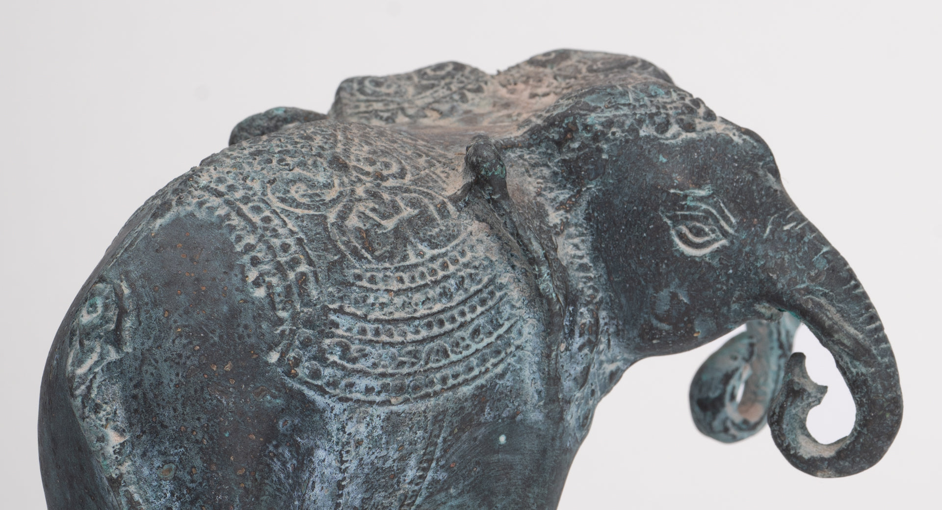 Antique Khmer Style Bronze Erawan Airavata or Elephant Statue - 11cm/4" Tall