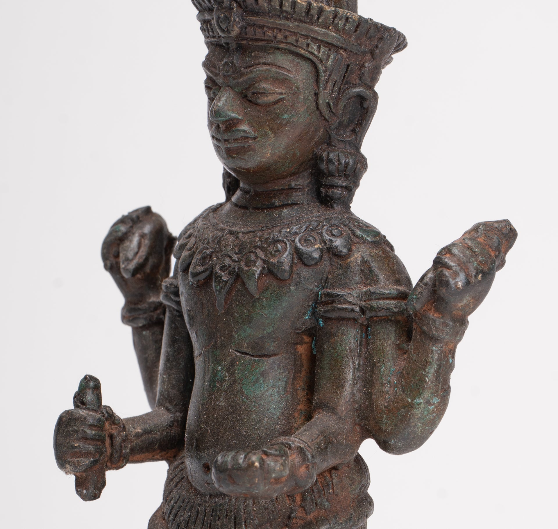 Shiva Statue - Antique Thai Style Bronze Standing Lopburi Shiva Statue - 23cm/9"