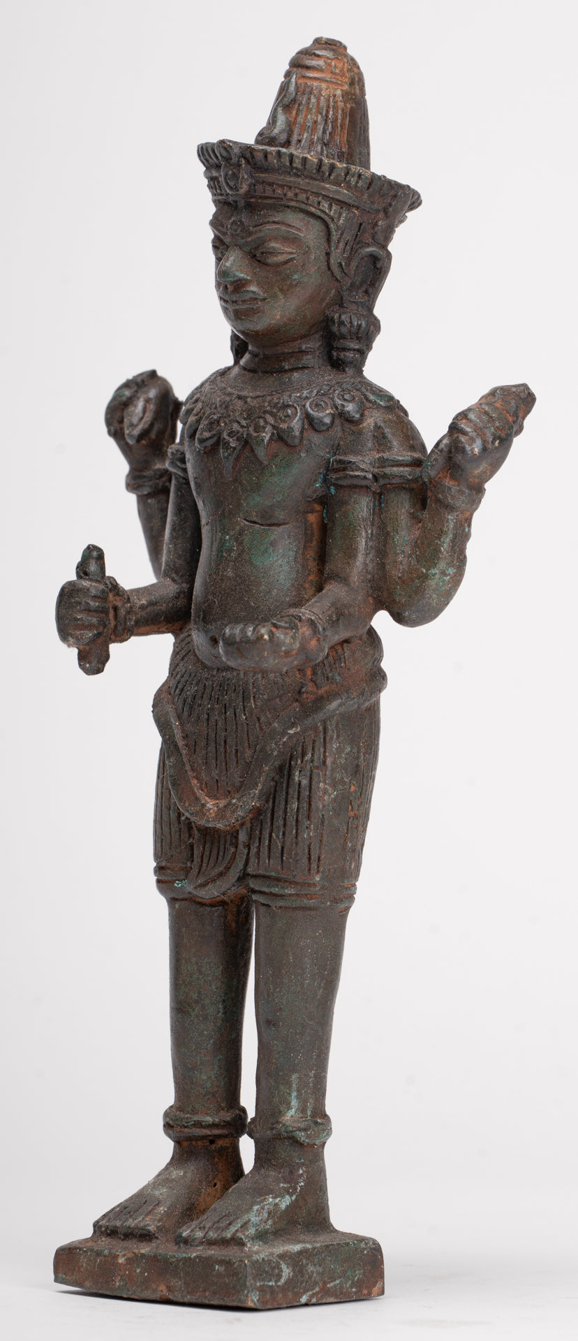 Shiva Statue - Antique Thai Style Bronze Standing Lopburi Shiva Statue - 23cm/9"