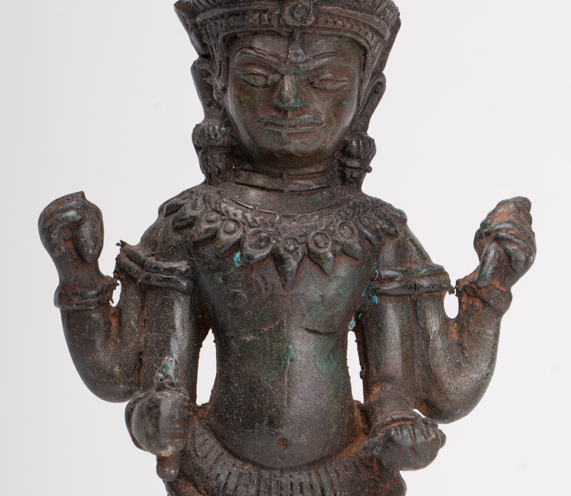 Shiva Statue - Antique Thai Style Bronze Standing Lopburi Shiva Statue - 23cm/9"