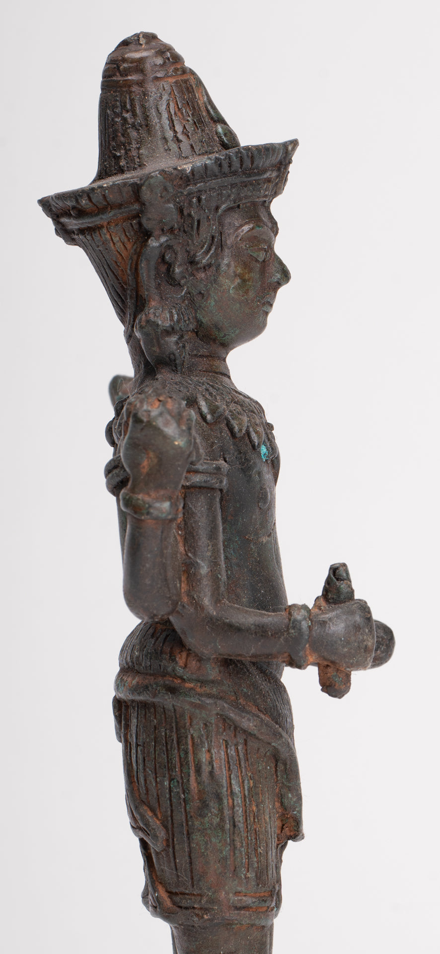 Shiva Statue - Antique Thai Style Bronze Standing Lopburi Shiva Statue - 23cm/9"