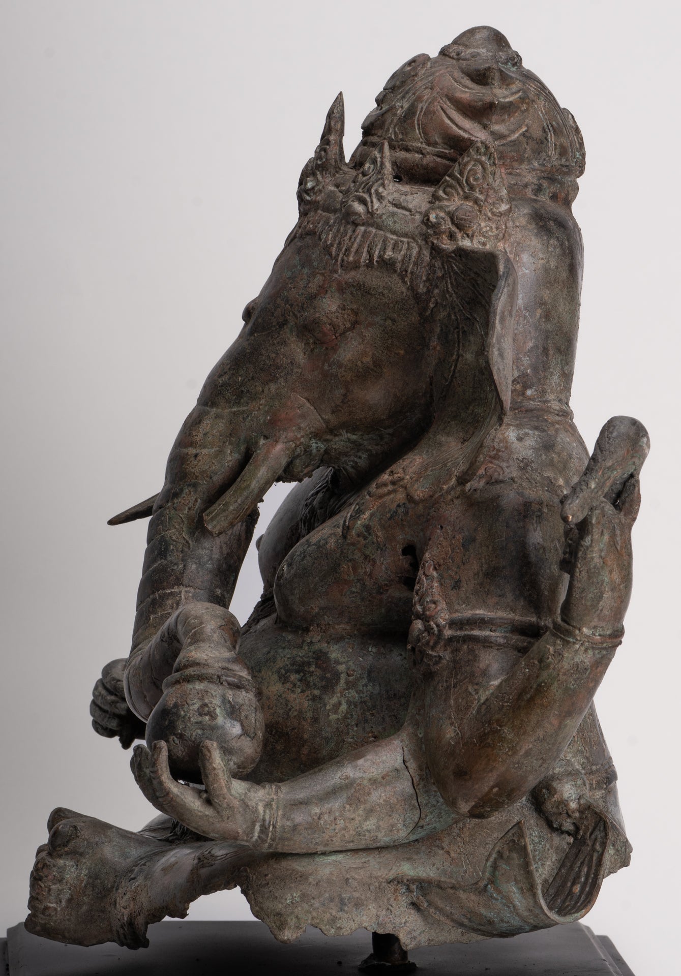 Ganesh - Antique Indonesian Style Bronze Seated Ganesha Statue - 49cm/20"