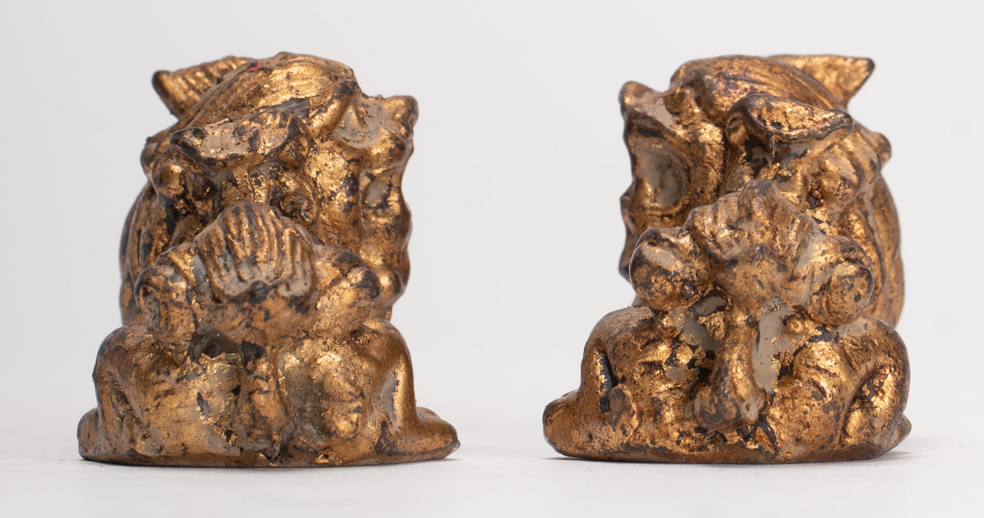 Antique Chinese Style Temple Guardian Lions Shishi Lions Foo Dogs Imperial Lions (Pair) - 3.5cm/1"