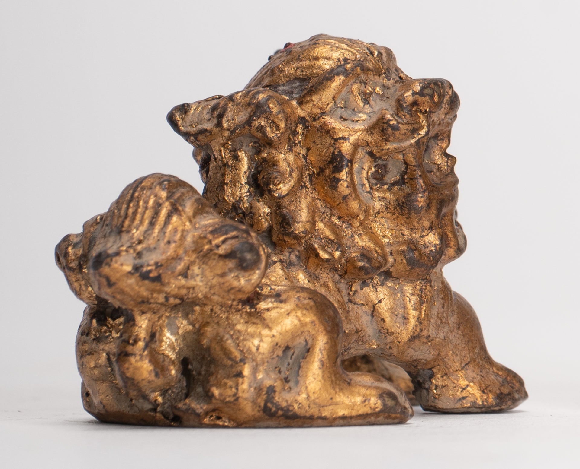 Antique Chinese Style Temple Guardian Lions Shishi Lions Foo Dogs Imperial Lions (Pair) - 3.5cm/1"