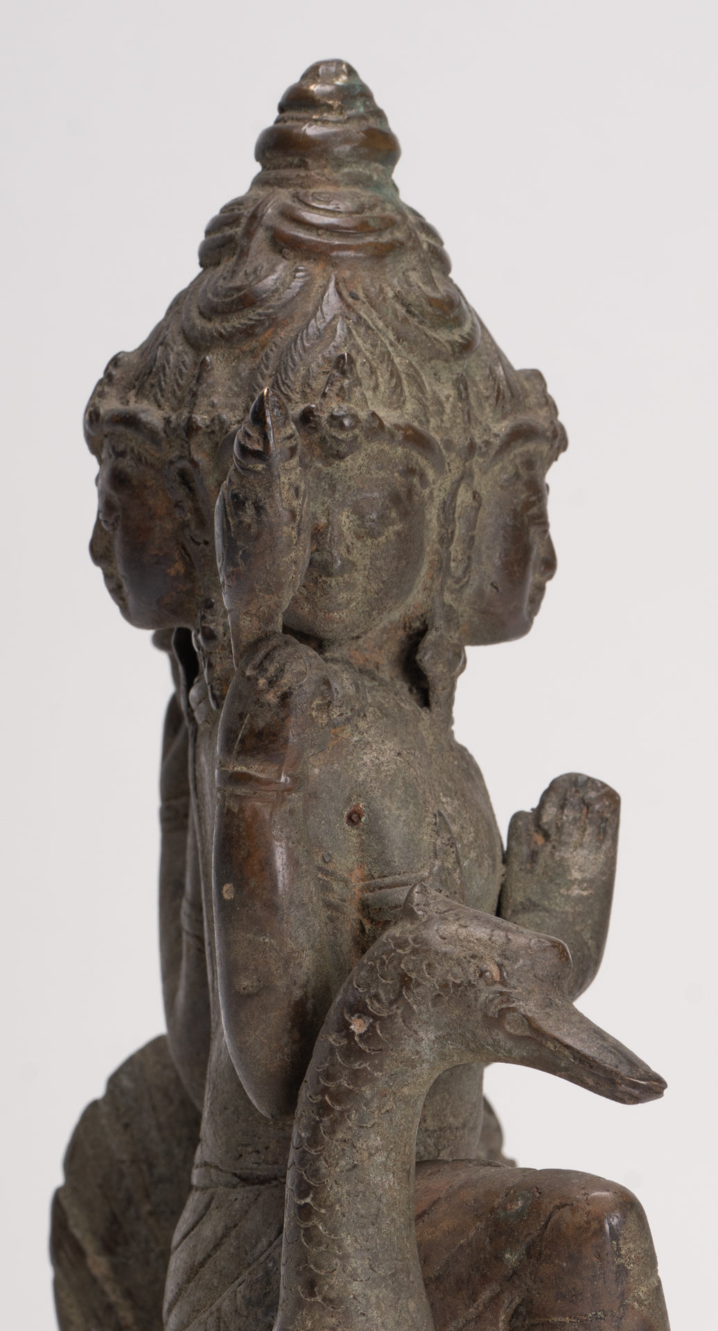 Antique Indonesian Style Majapahit Standing Bronze Brahma Statue - 30cm/12"