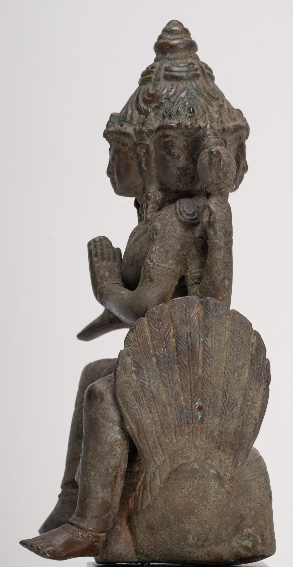 Antique Indonesian Style Majapahit Standing Bronze Brahma Statue - 30cm/12"