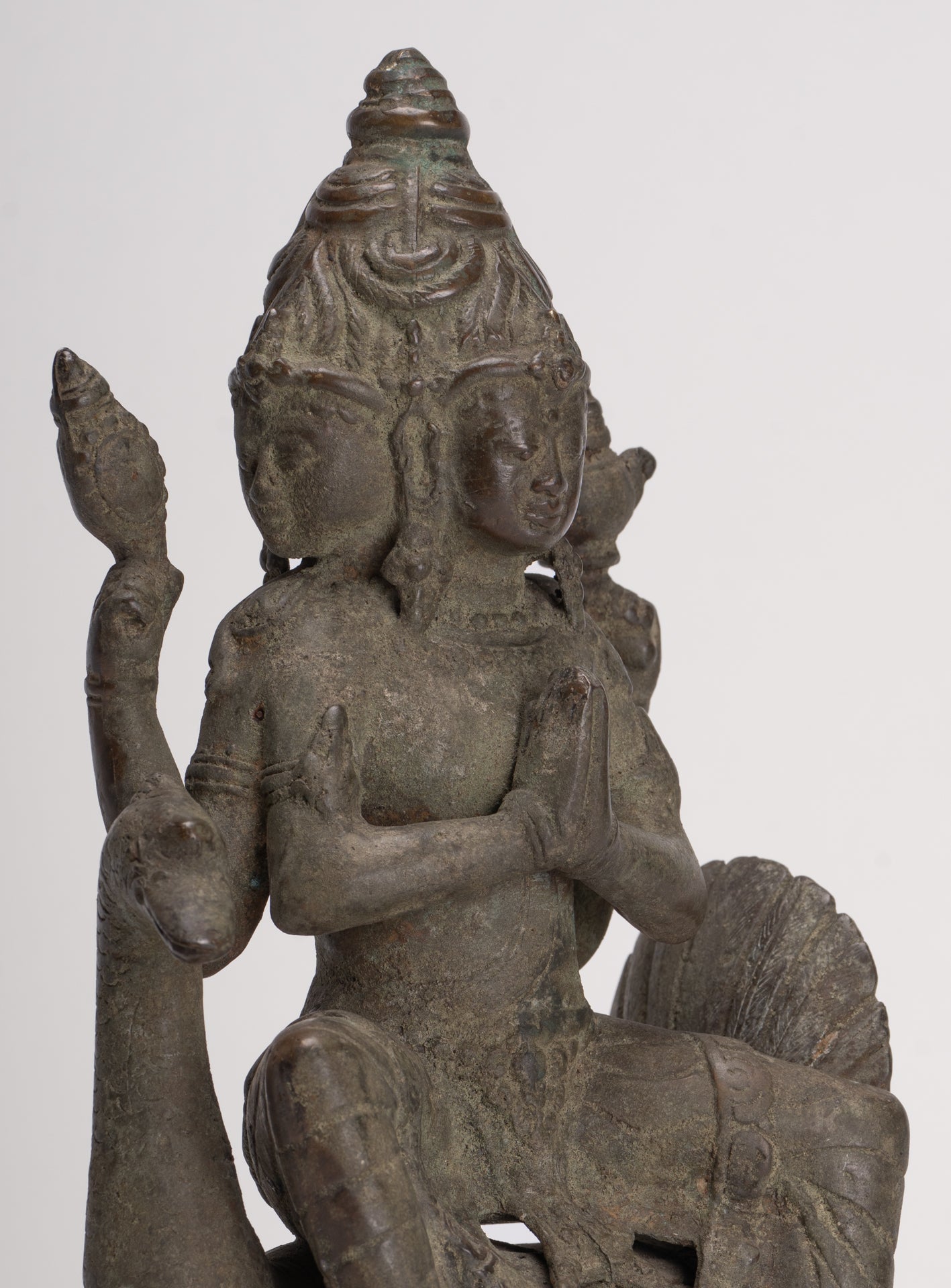 Antique Indonesian Style Majapahit Standing Bronze Brahma Statue - 30cm/12"