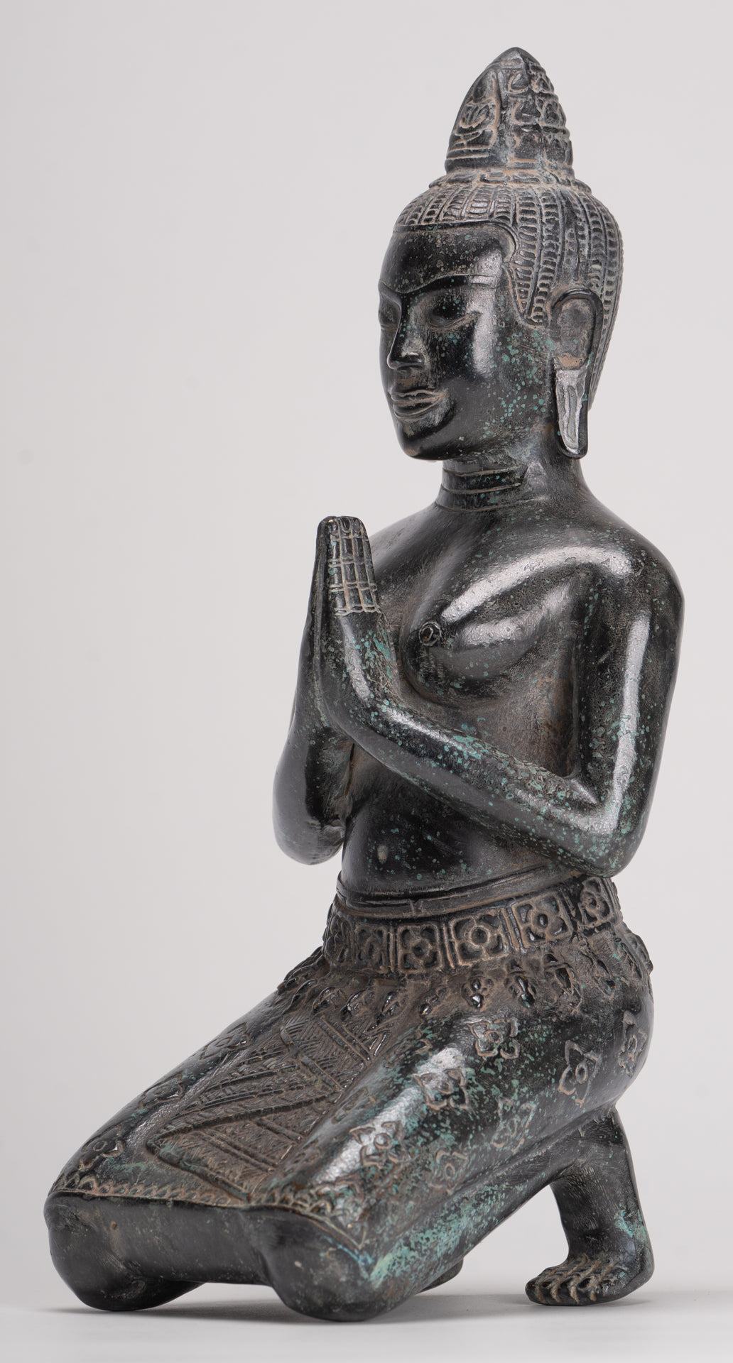 Deity Statue - Antique Khmer Style Bayon Prajnaparamita Statue / Goddess - 28cm/11"