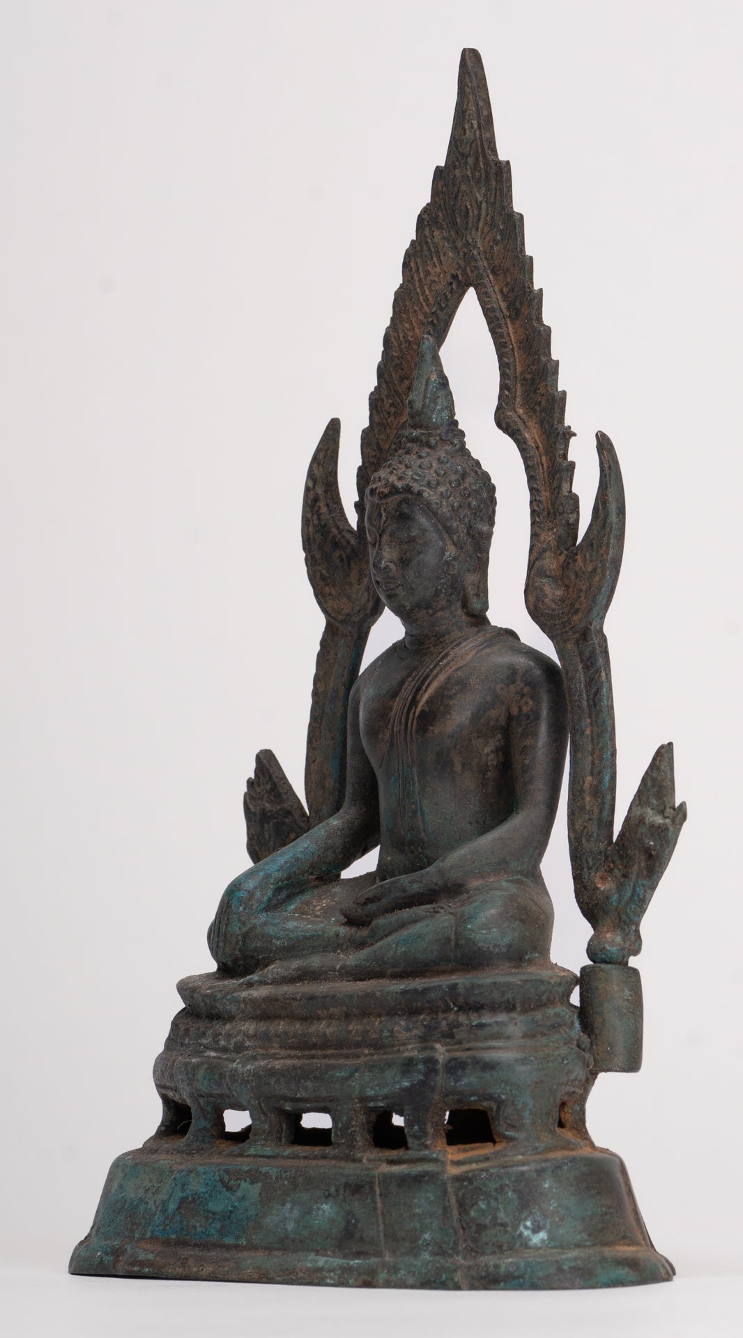 Buddha Statue - Antique Thai Style Bronze Phitsanulok Chinnarat Buddha Statue - 20cm/8"
