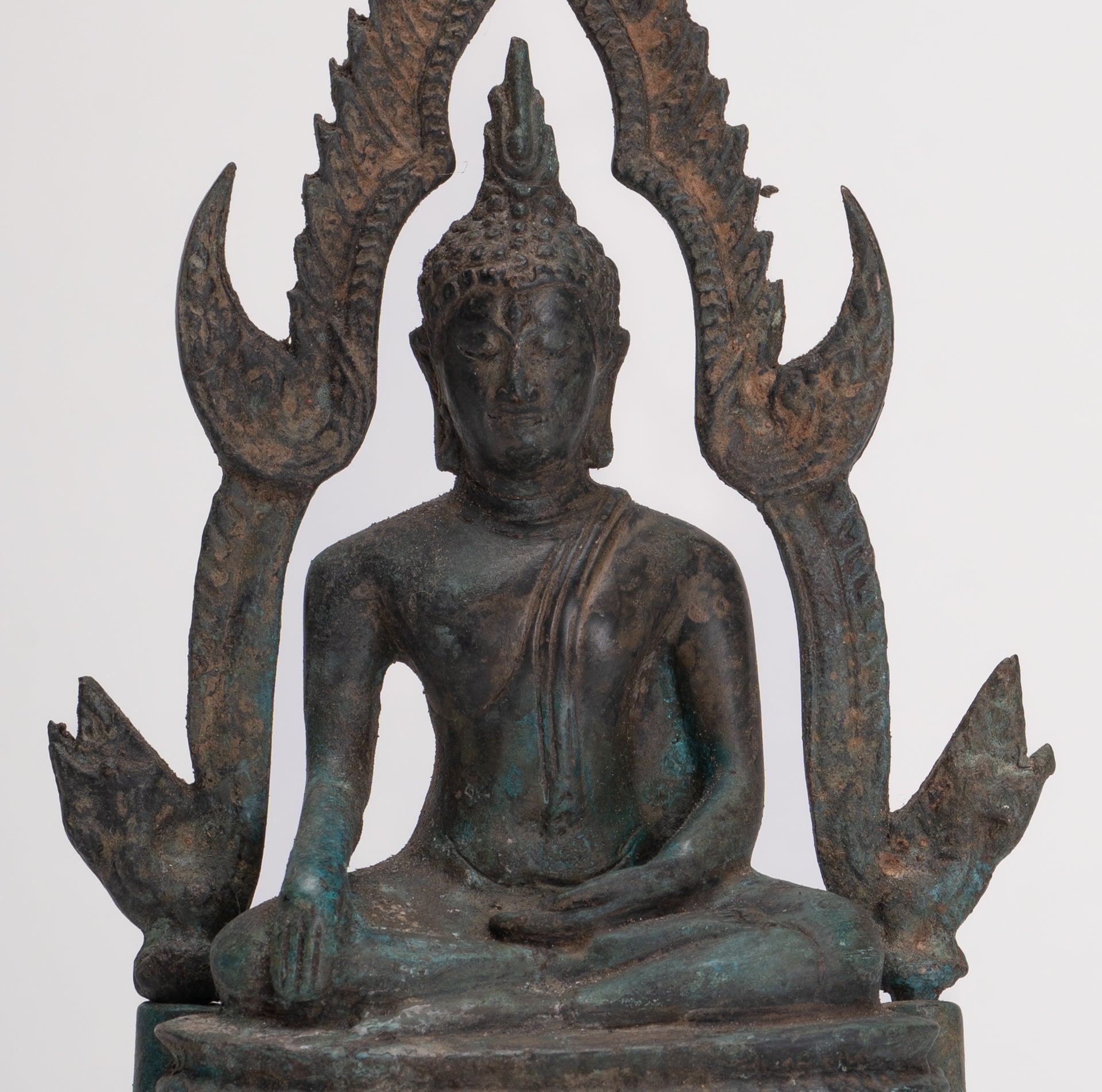 Buddha Statue - Antique Thai Style Bronze Phitsanulok Chinnarat Buddha Statue - 20cm/8"