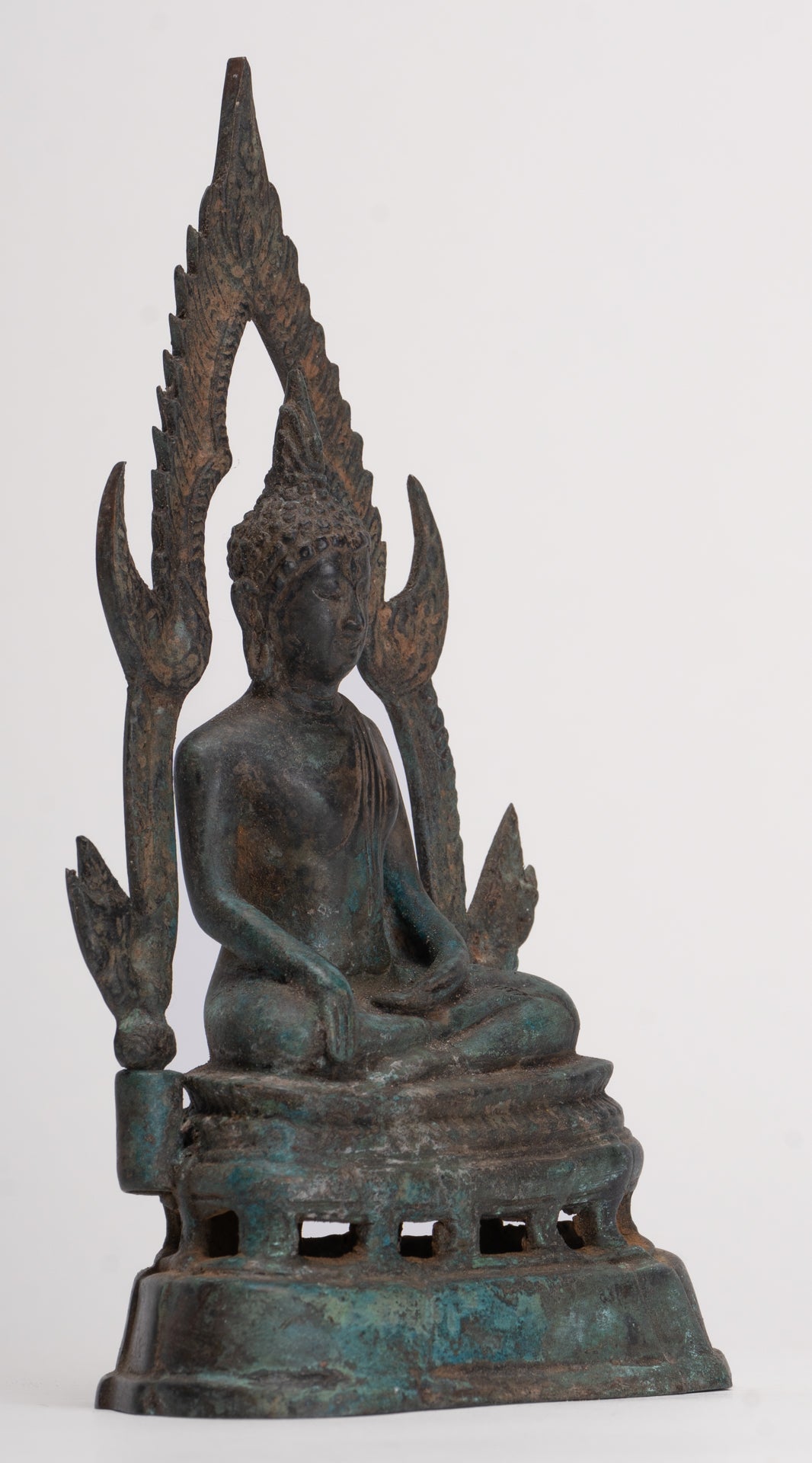 Buddha Statue - Antique Thai Style Bronze Phitsanulok Chinnarat Buddha Statue - 20cm/8"