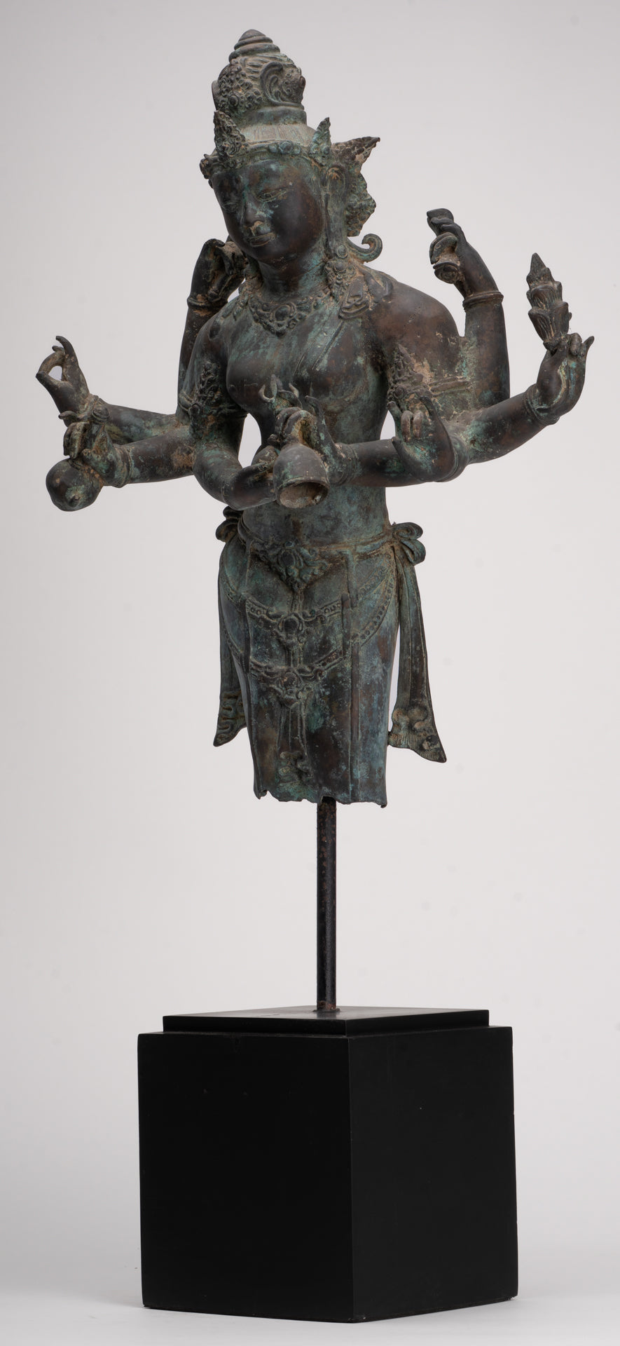 Parvati Statue - Antique Indonesian Style Bronze Javanese Parvati Torso - 72cm/29"