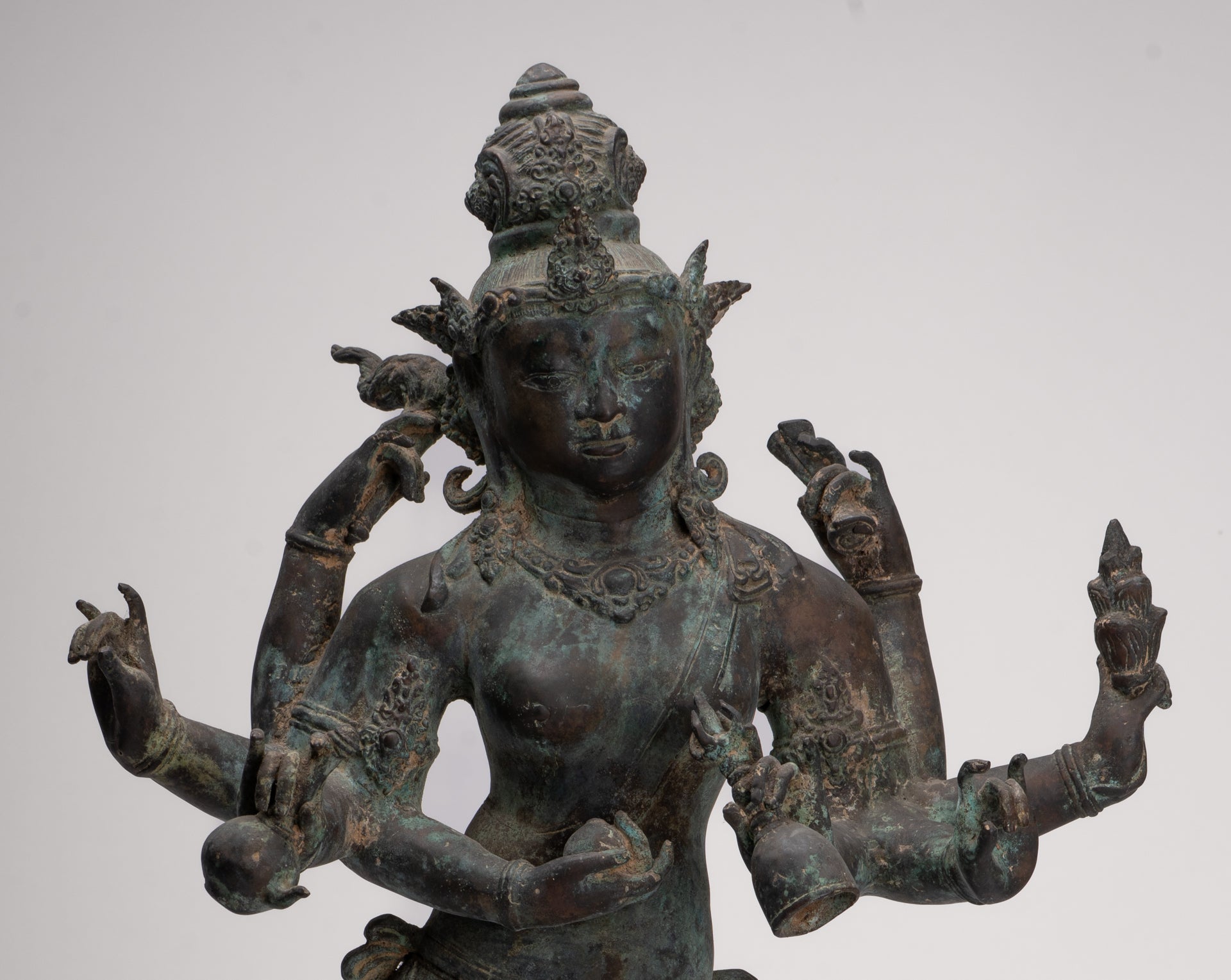 Parvati Statue - Antique Indonesian Style Bronze Javanese Parvati Torso - 72cm/29"