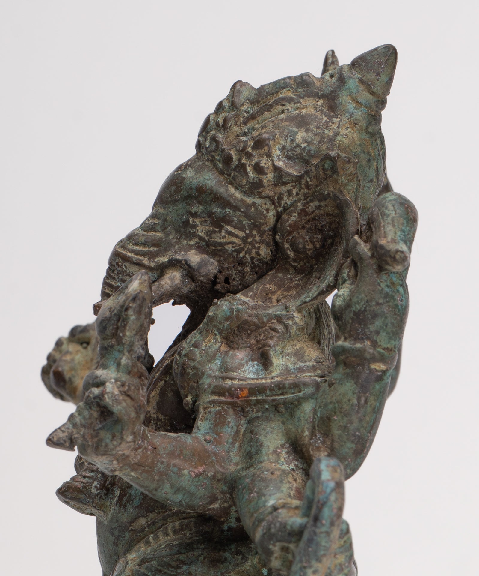 Antique Javanese Style Bronze Dancing Indonesian Ganesha Statue with Naga - 25cm/10"