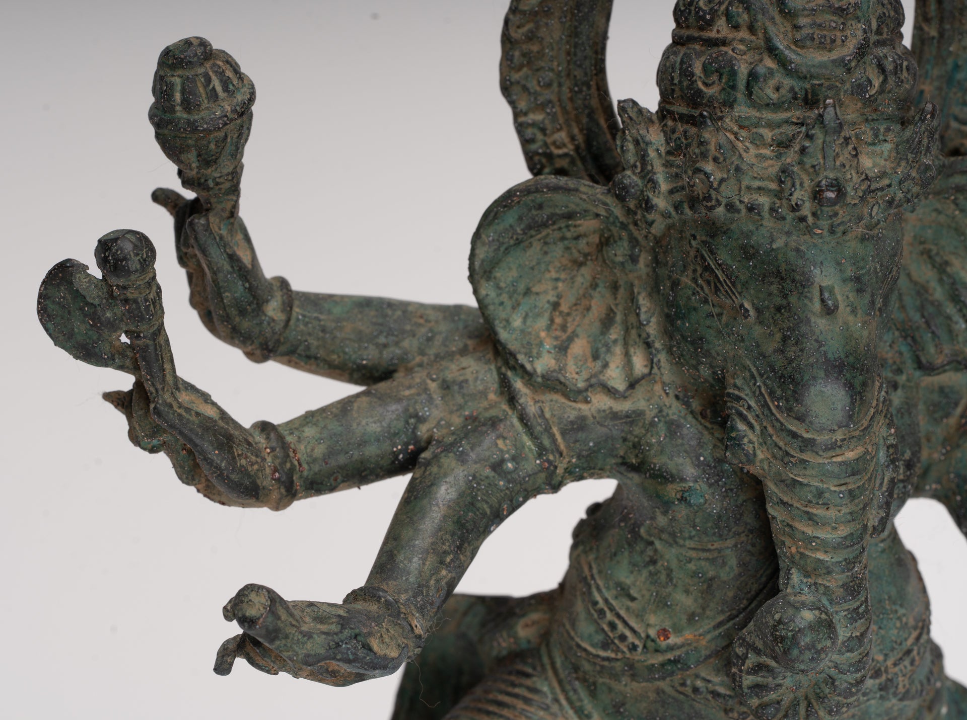 Statue de Ganesha indonésienne dansante en bronze de style javanais antique - 32 cm/13"