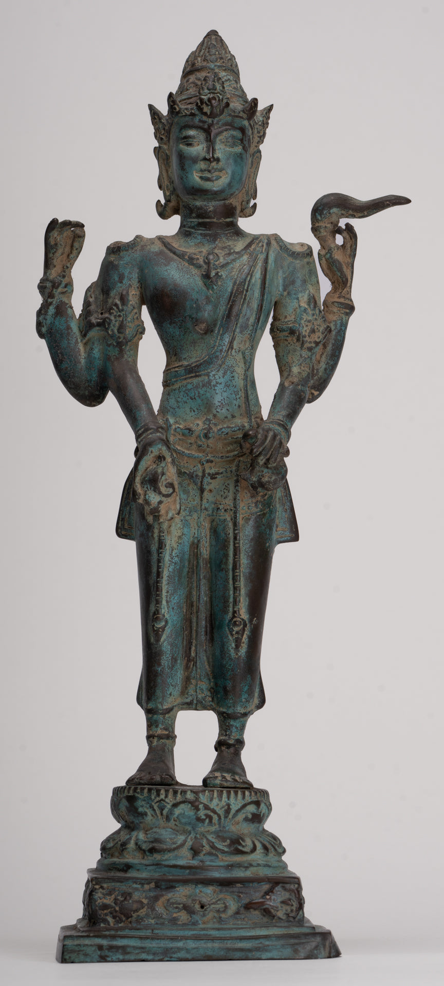 Vishnu - Antique Indonesian Style Majapahit Java Standing Bronze Vishnu Statue - 39cm/16"