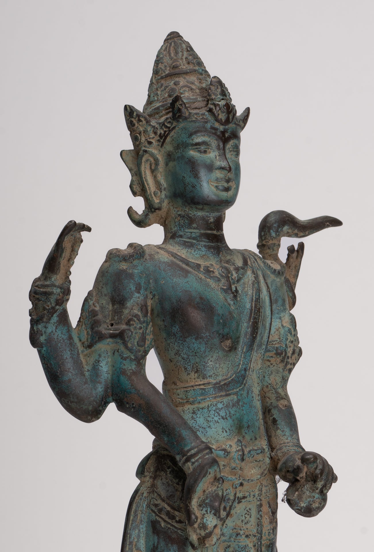 Vishnu - Antique Indonesian Style Majapahit Java Standing Bronze Vishnu Statue - 39cm/16"