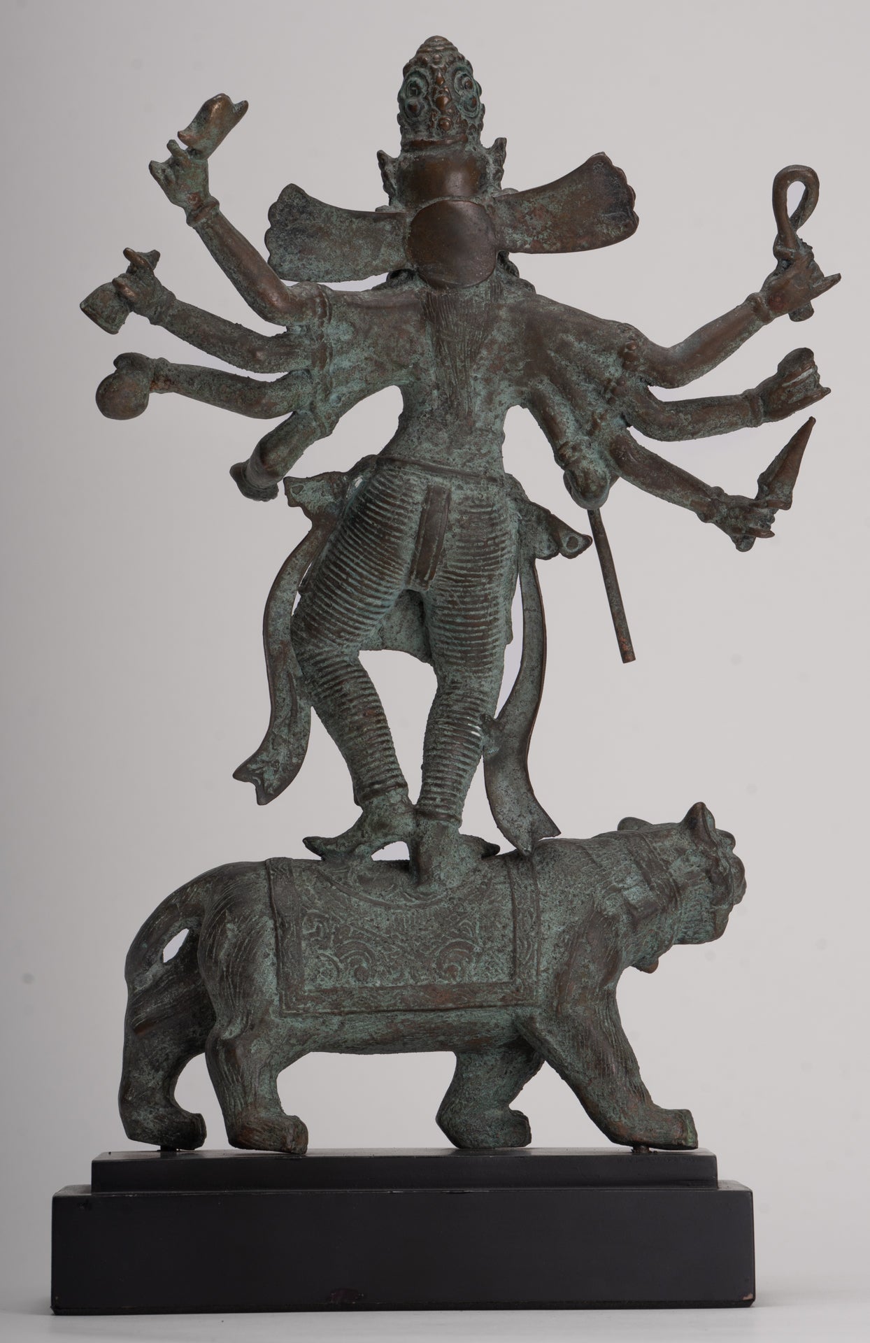 Antique Javanese Style Majapahit Simhavahini Durga Statue - 37cm/15"