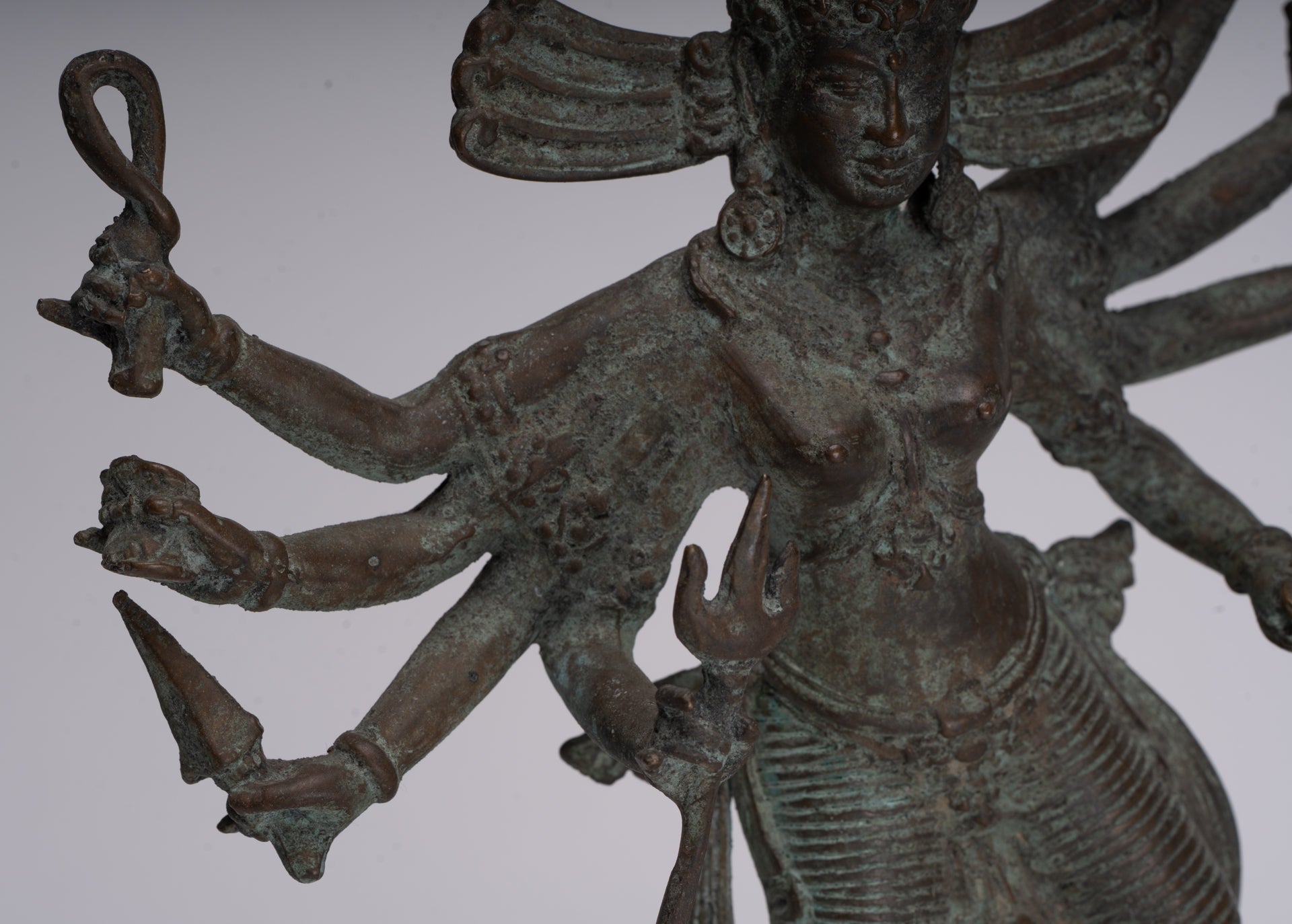 Antique Javanese Style Majapahit Simhavahini Durga Statue - 37cm/15"
