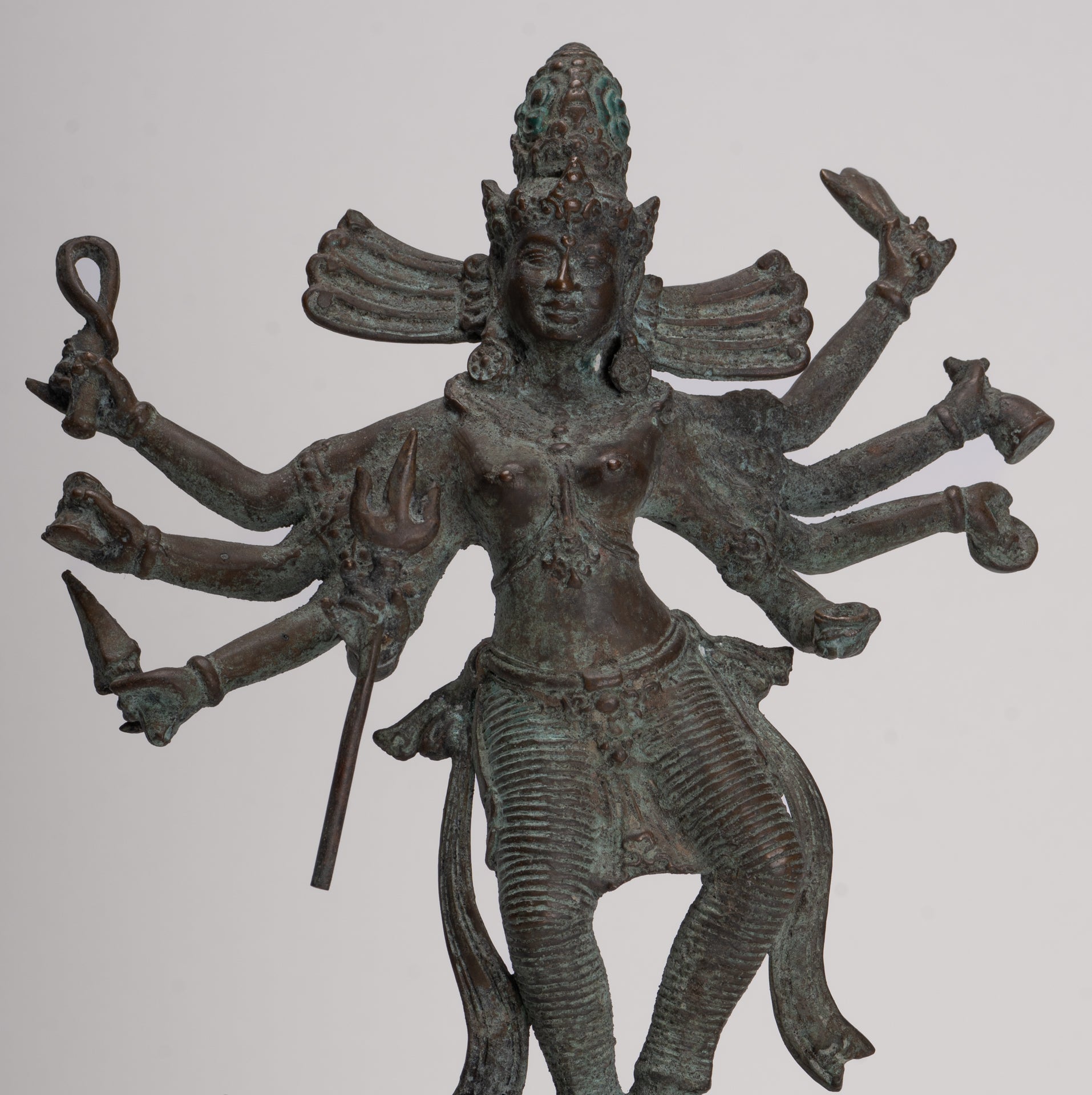 Antique Javanese Style Majapahit Simhavahini Durga Statue - 37cm/15"