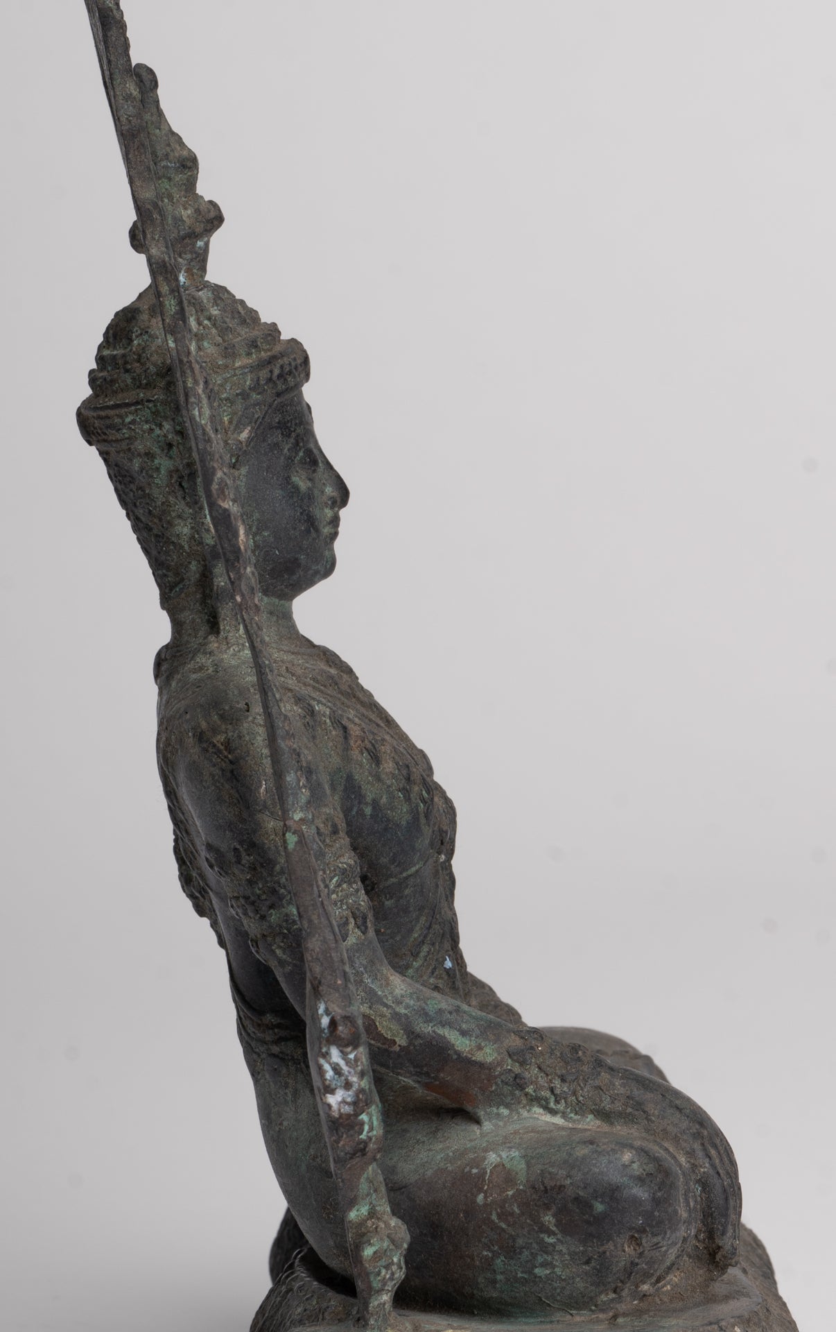 Antique Thai Style Bronze Phitsanulok Chinnarat Buddha Statue - 27cm/11"