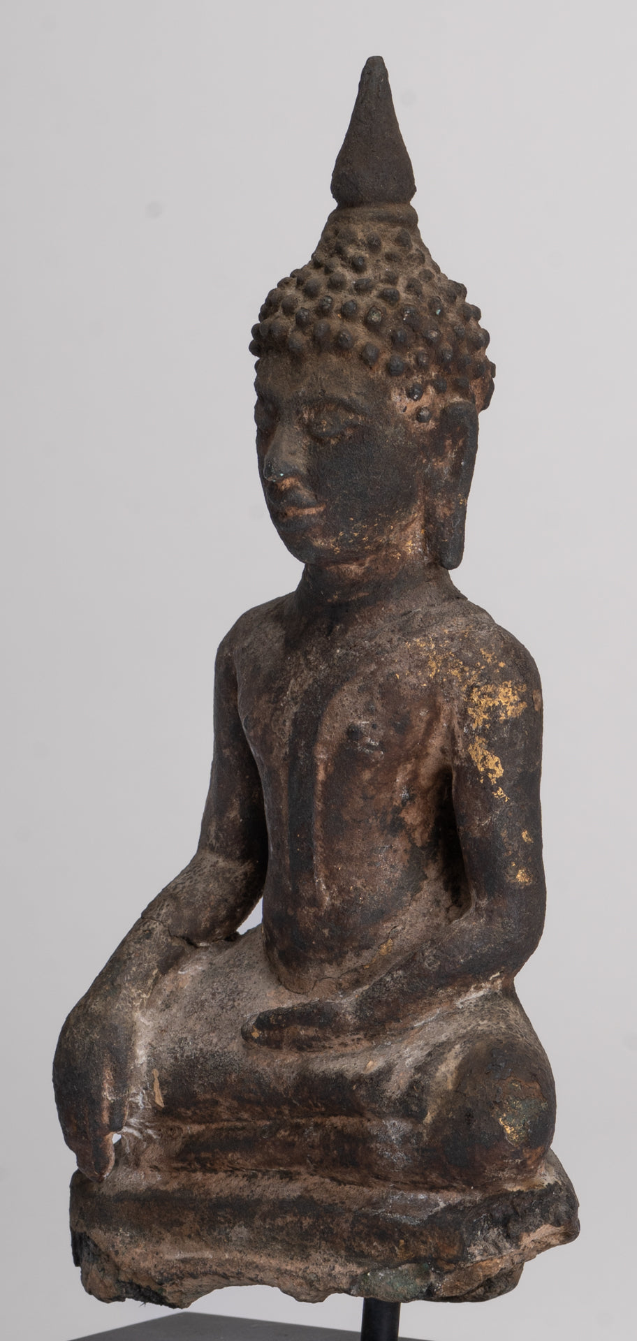 Antique Ayutthaya Style Seated Enlightenment Buddha Statue - 20cm/8"